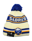 New Era Buffalo Sabres White With Blue & Yellow Stripes Knit Pom