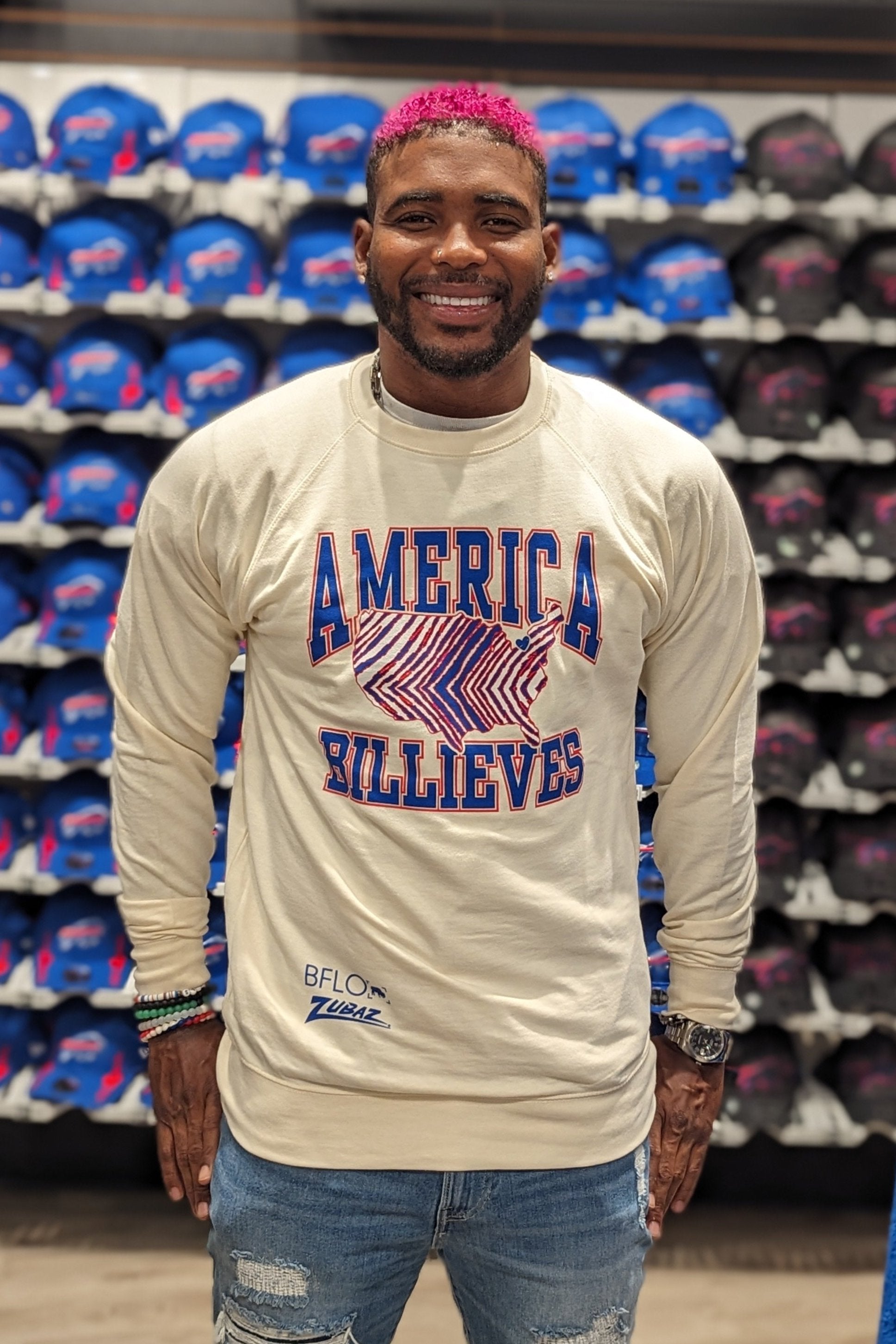 Limited Edition BFLO Zubaz America Billieves Crewneck