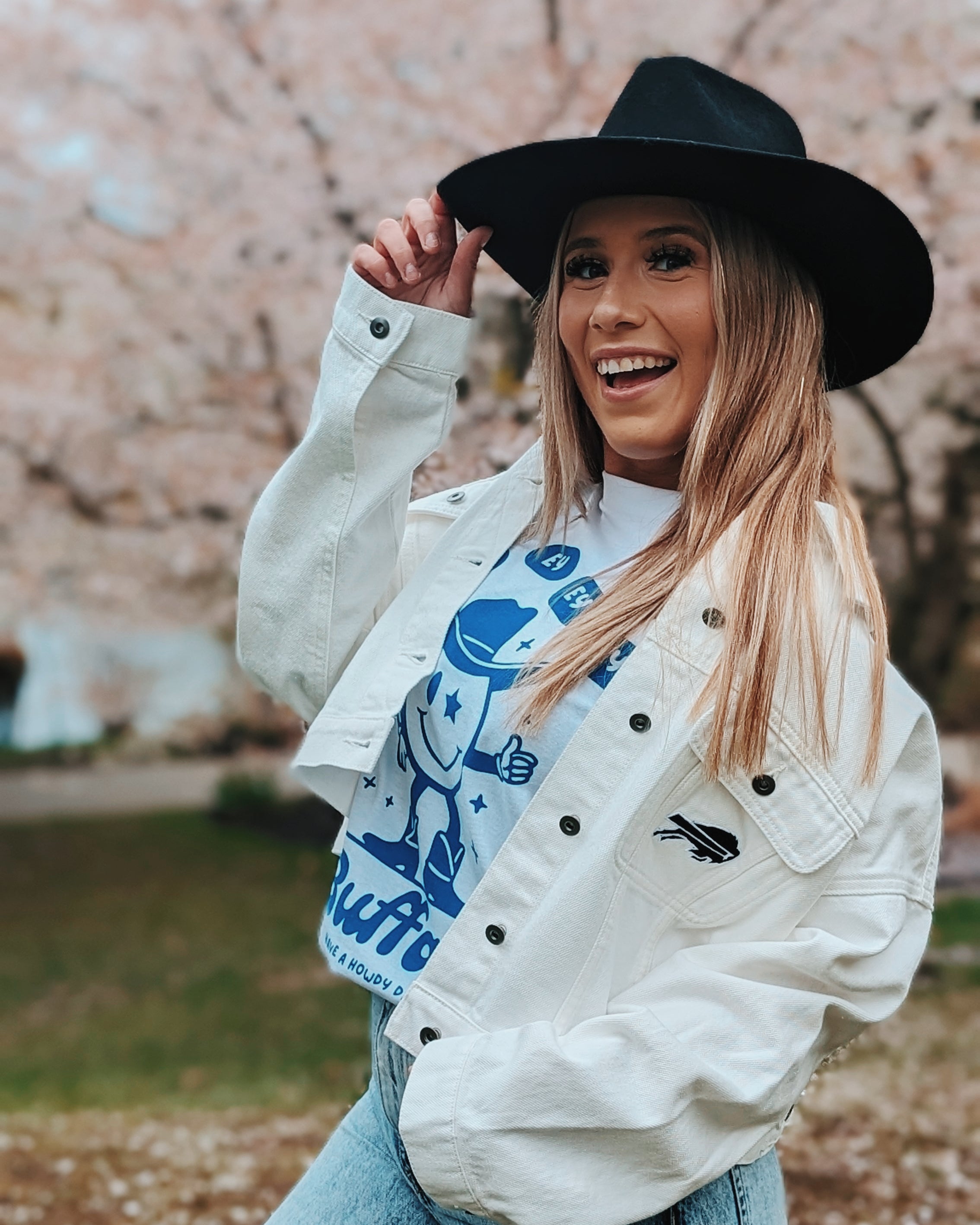 Women s Bills Oversized Cropped White Denim Jacket The BFLO Store