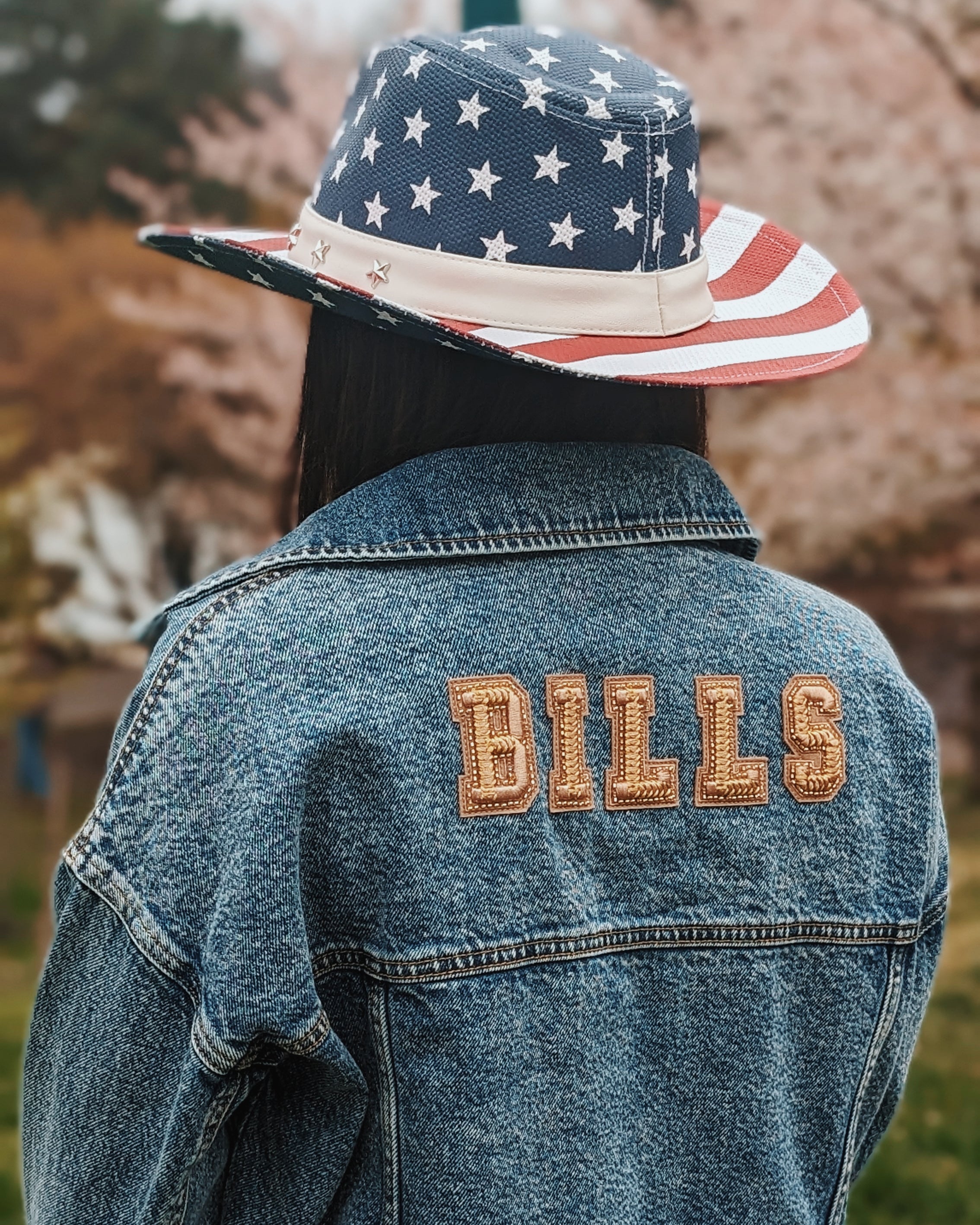 Women s Buffalo Bills Oversized Cropped Denim Jacket