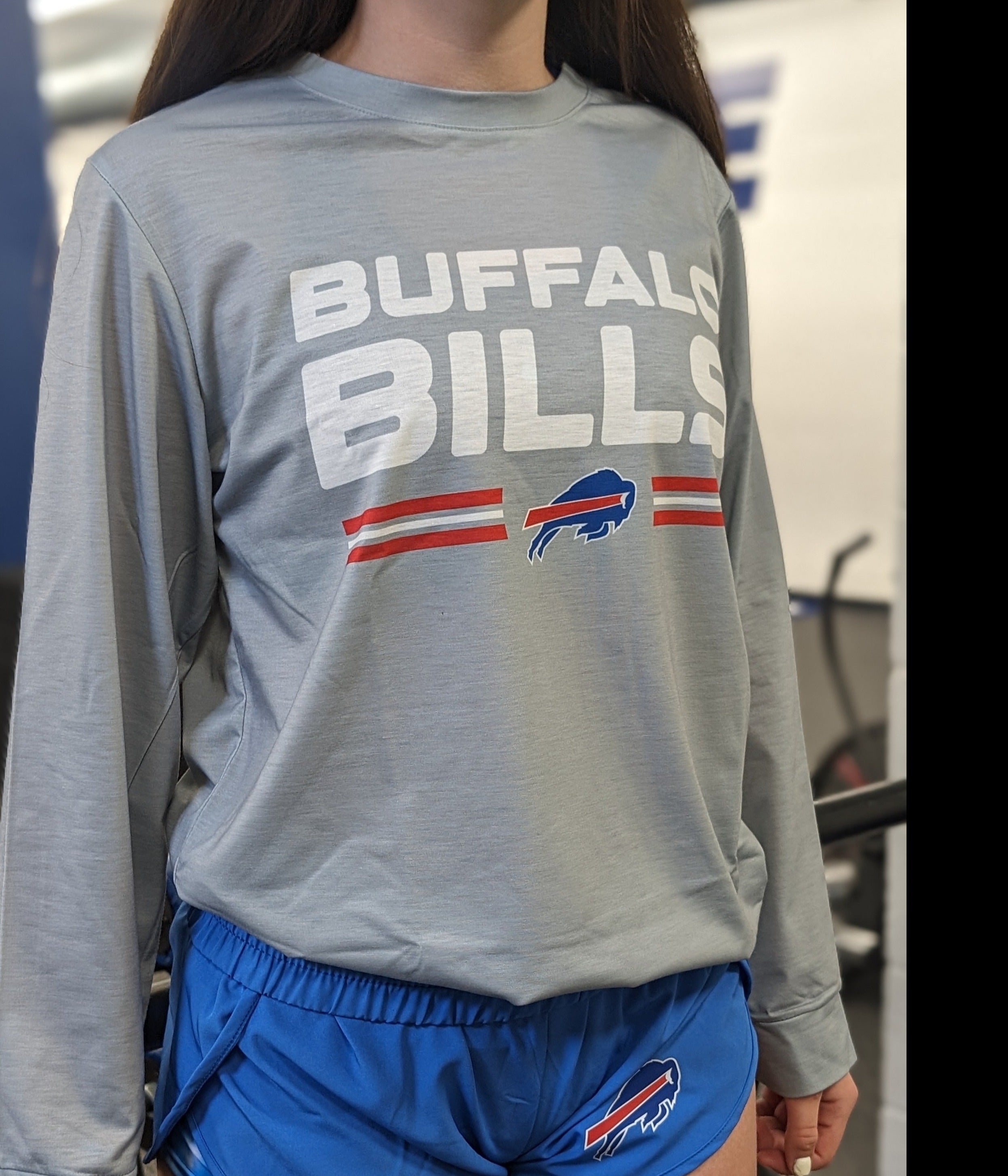 Buffalo Bills Wordmark With Logo Ash Gray Long Sleeve | The BFLO Store