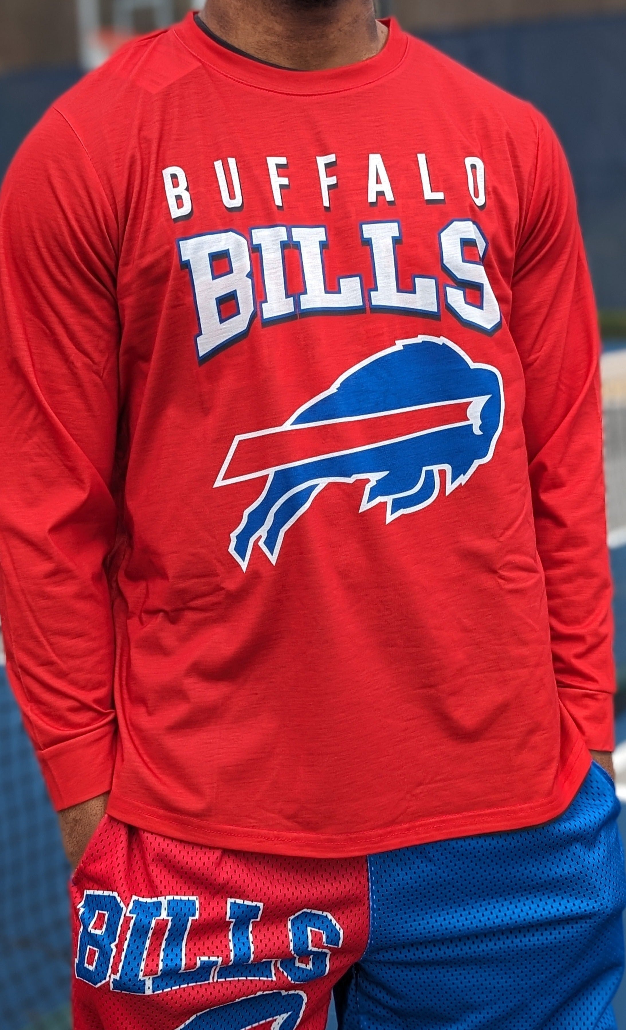 Buffalo Bills Wordmark With Big Logo Red Long Sleeve The BFLO Store