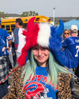 Furry Red, White, & Blue Bison Winter Hat