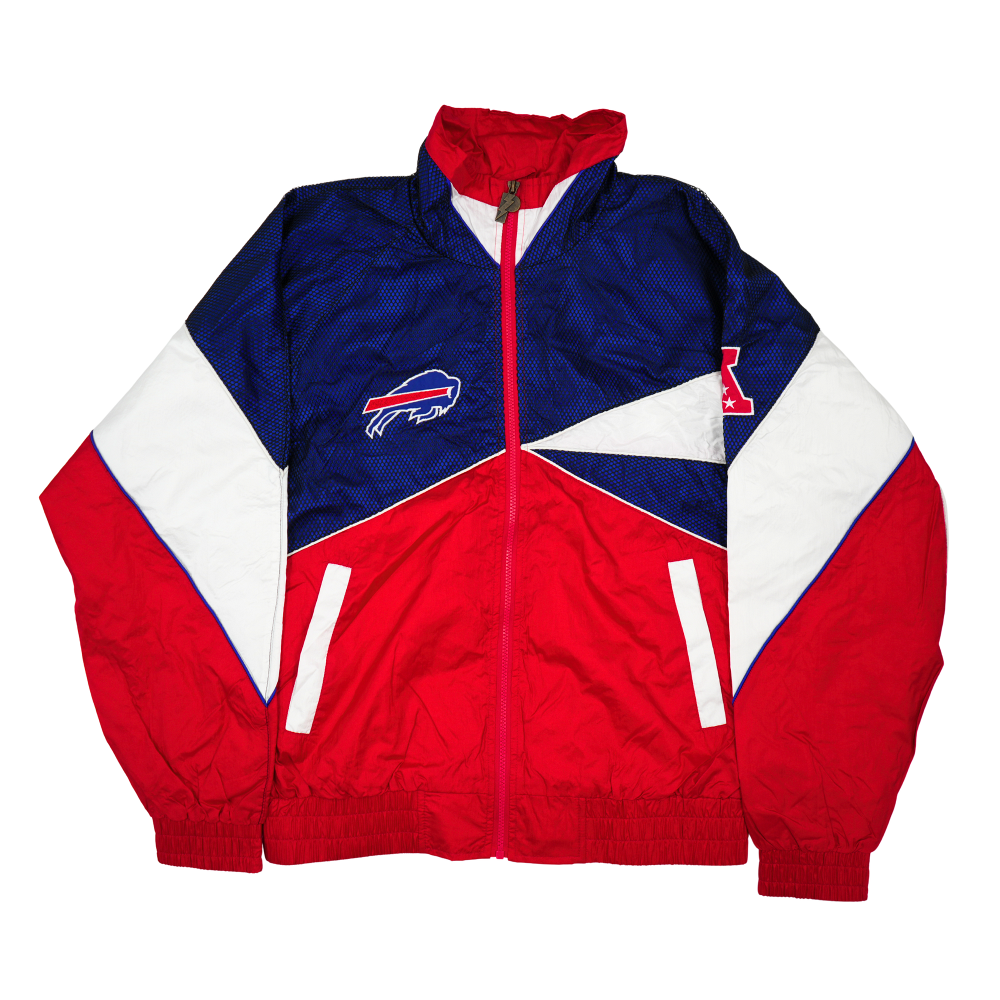 Pro Player Buffalo Bills Red, White, & Blue Colorblocking Full Zip Windbreaker