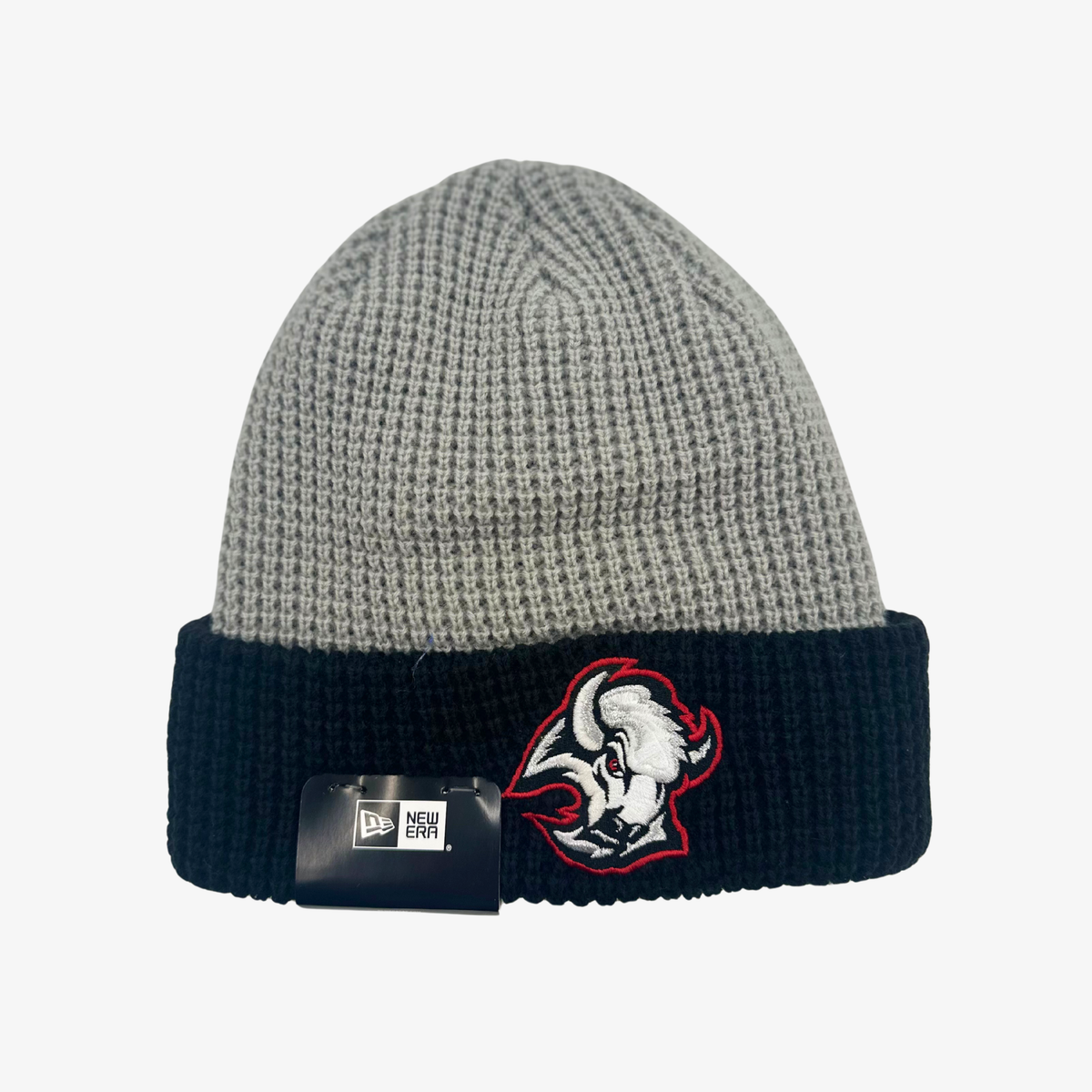 New Era Buffalo Sabres gray and black waffle knit hat with embroidered alternate logo