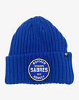 '47 Brand Buffalo Sabres royal blue cuffed knit hat with double-sided embroidered team graphics