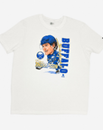 New Era Buffalo Sabres Tage Thompson white T-shirt with illustrated player graphic and team logos