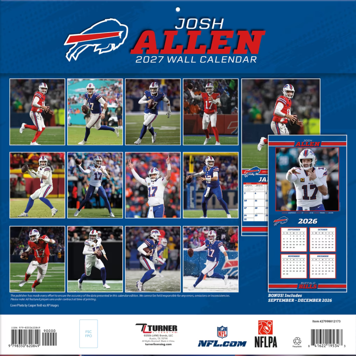 Josh Allen Buffalo Bills 2027 12" x 12" Wall Calendar