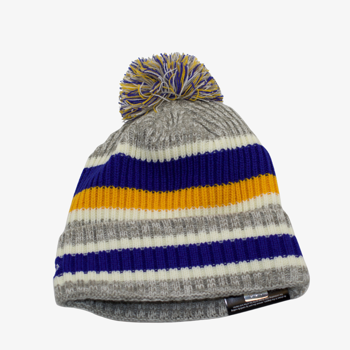 New Era Buffalo Sabres Gray Heritage Stripe Pom Knit Hat