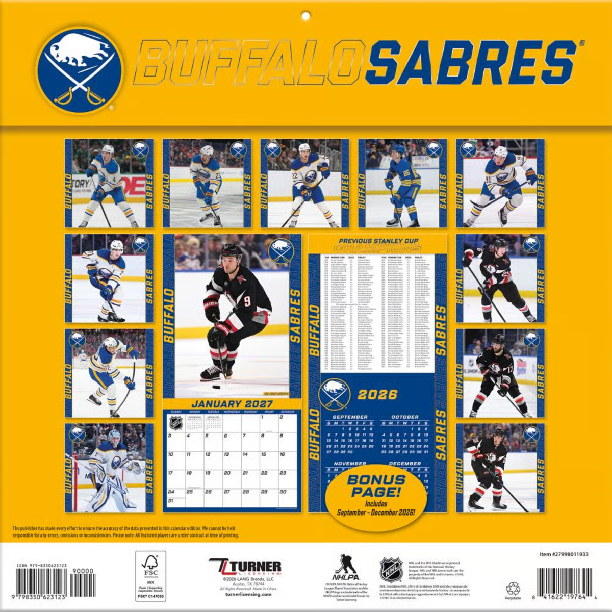 Buffalo Sabres 2027 12" x 12" Wall Calendar