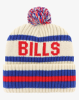 '47 Brand Buffalo Bills Cream, Royal Blue & Red Striped Pom Knit Hat