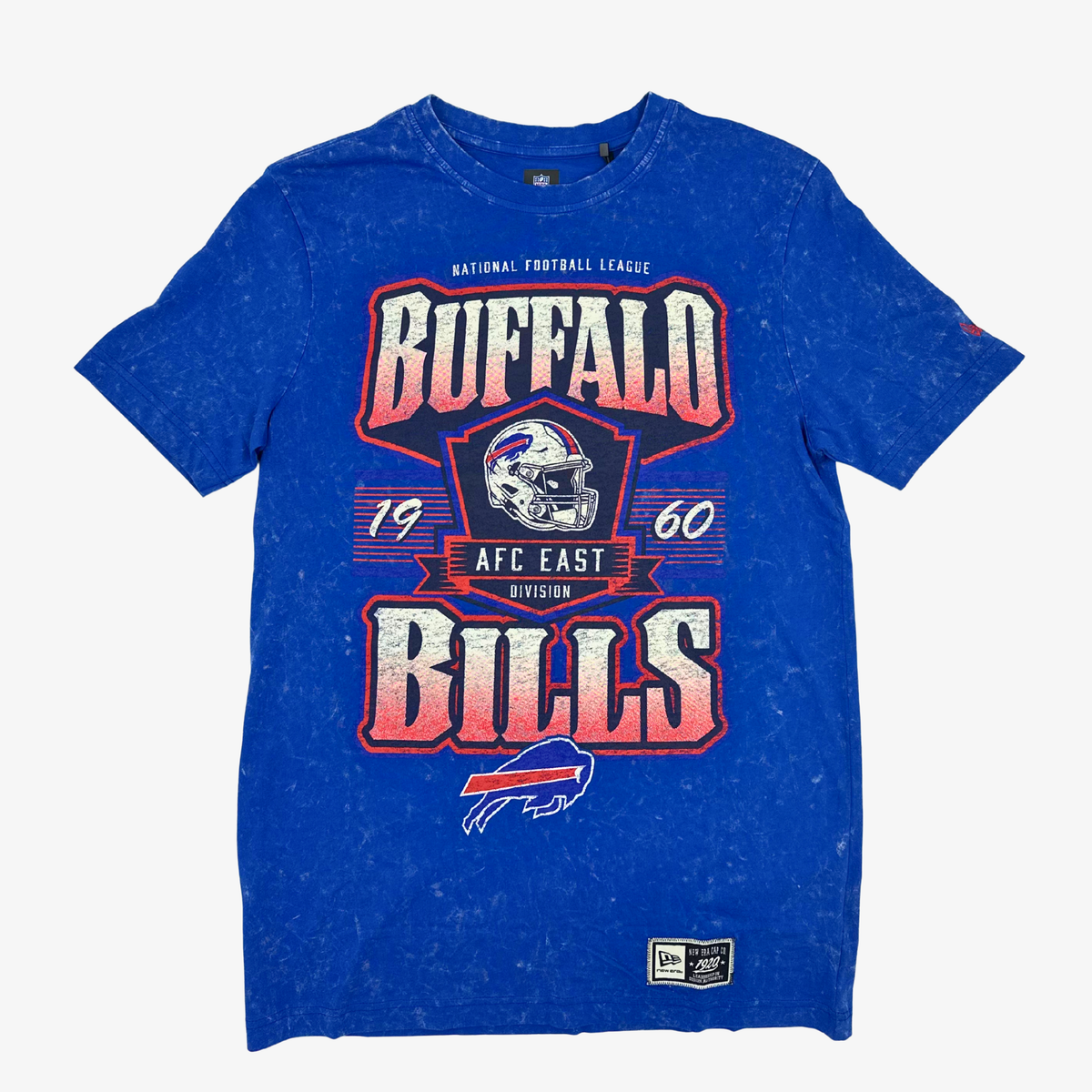 New Era Buffalo Bills royal wash T-shirt with distressed helmet and team graphic