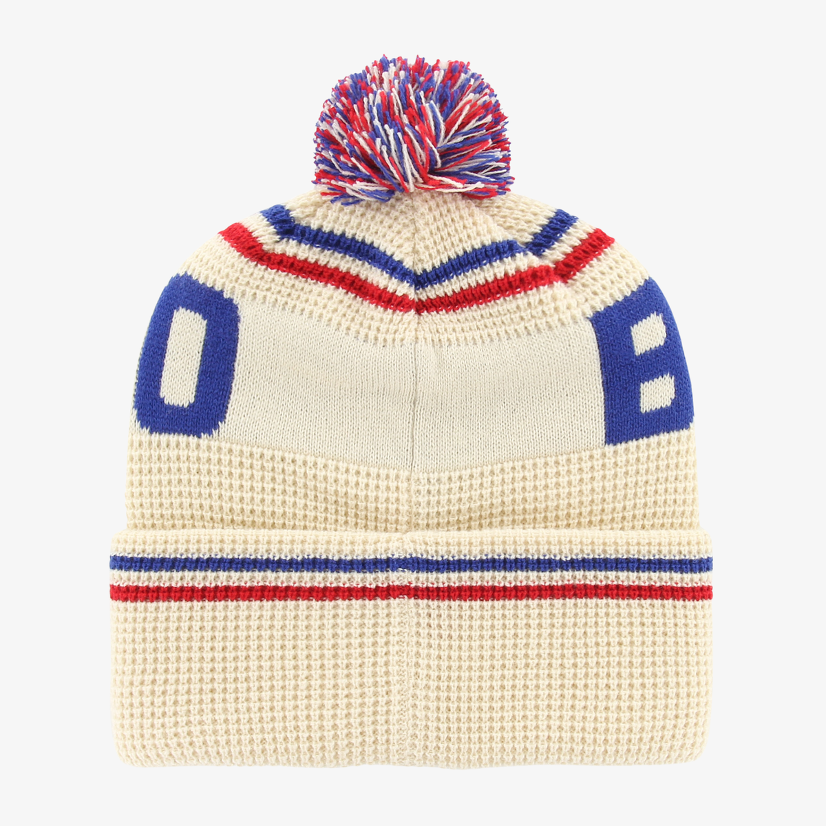 '47 Brand Buffalo Bills Cream &amp; Royal Blue Buffalo Script Pom Knit Hat