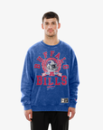 New Era Buffalo Bills royal wash crewneck with vintage helmet and heritage graphic