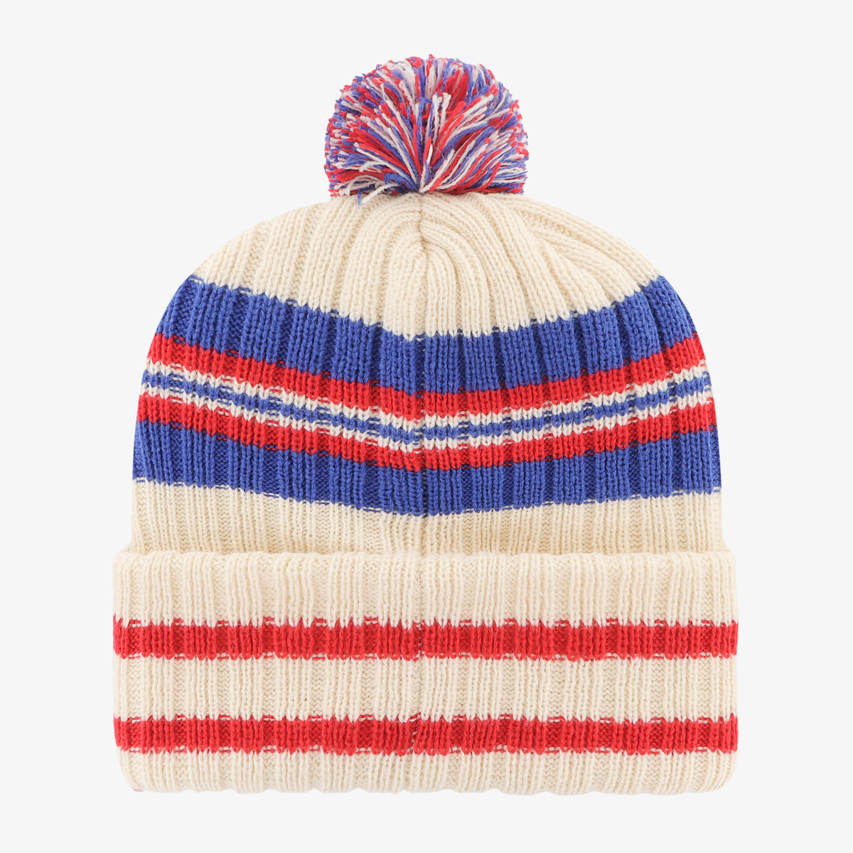 '47 Brand Buffalo Bills Cream, Royal Blue &amp; Red Striped Pom Knit Hat