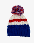 '47 Brand Women's Buffalo Bills Royal Blue, Red & Cream Striped Cable Knit Pom Beanie
