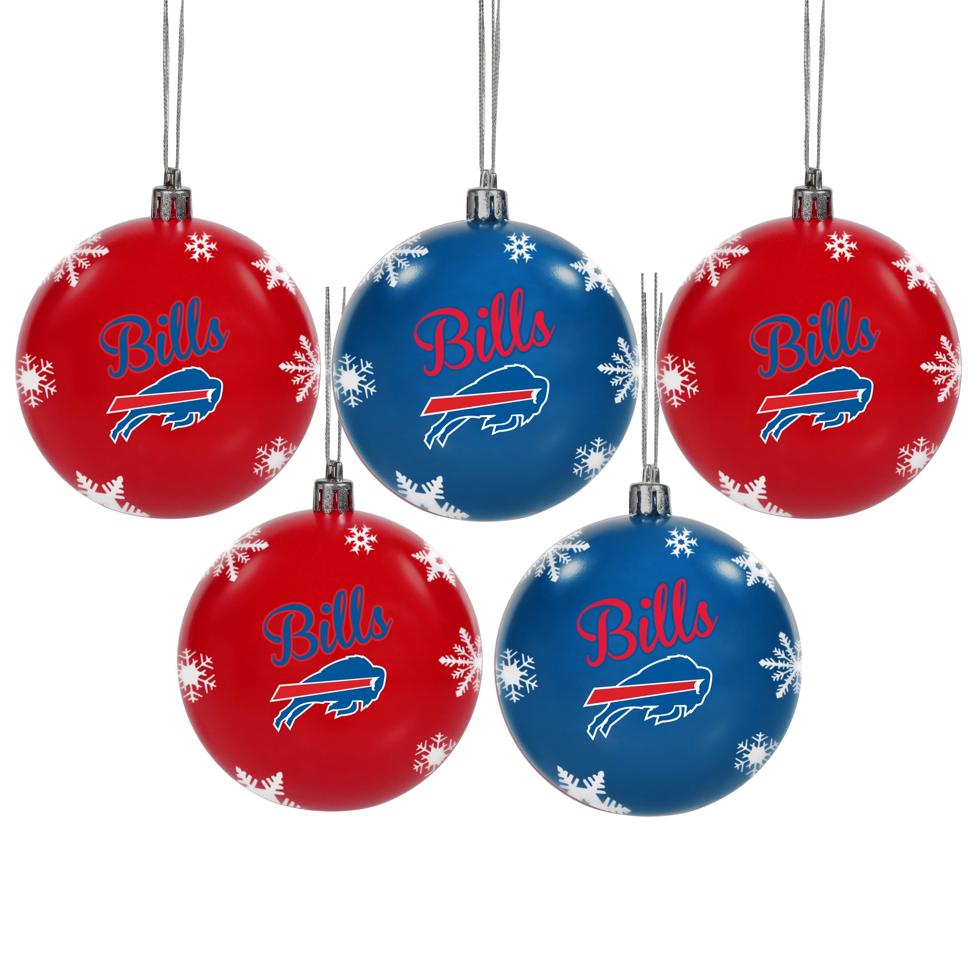 Buffalo Bills 5 Pack Shatterproof Ball Ornament Set