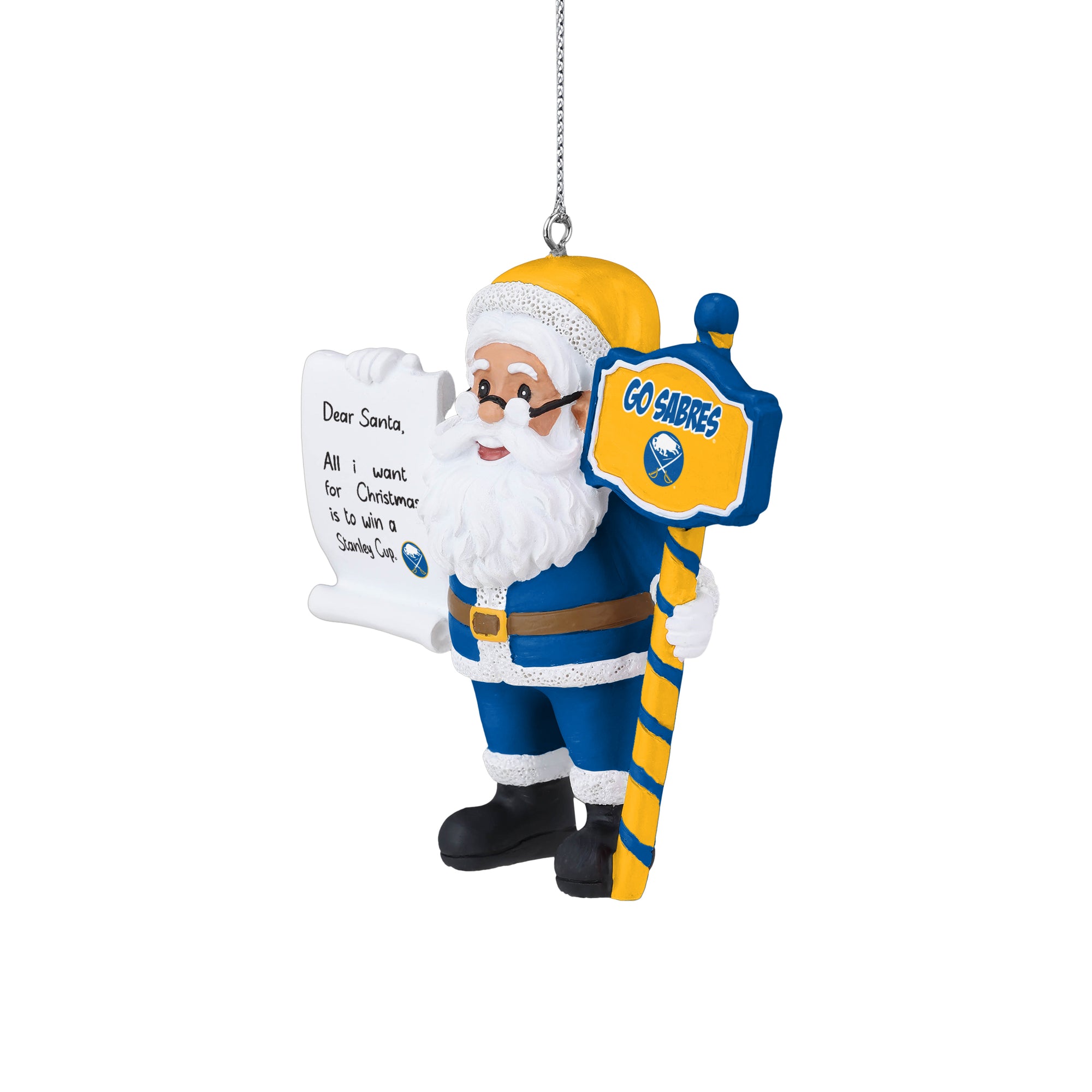 Buffalo Sabres Santa &quot;Win a Stanley Cup&quot; Holiday Ornament