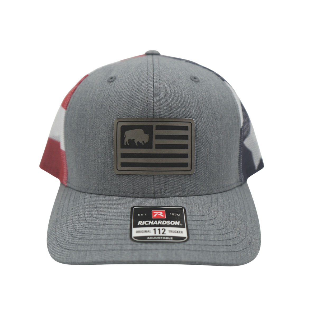 Richardson Model 112PM Gray Buffalo Flag Trucker Hat | The  display picture 1