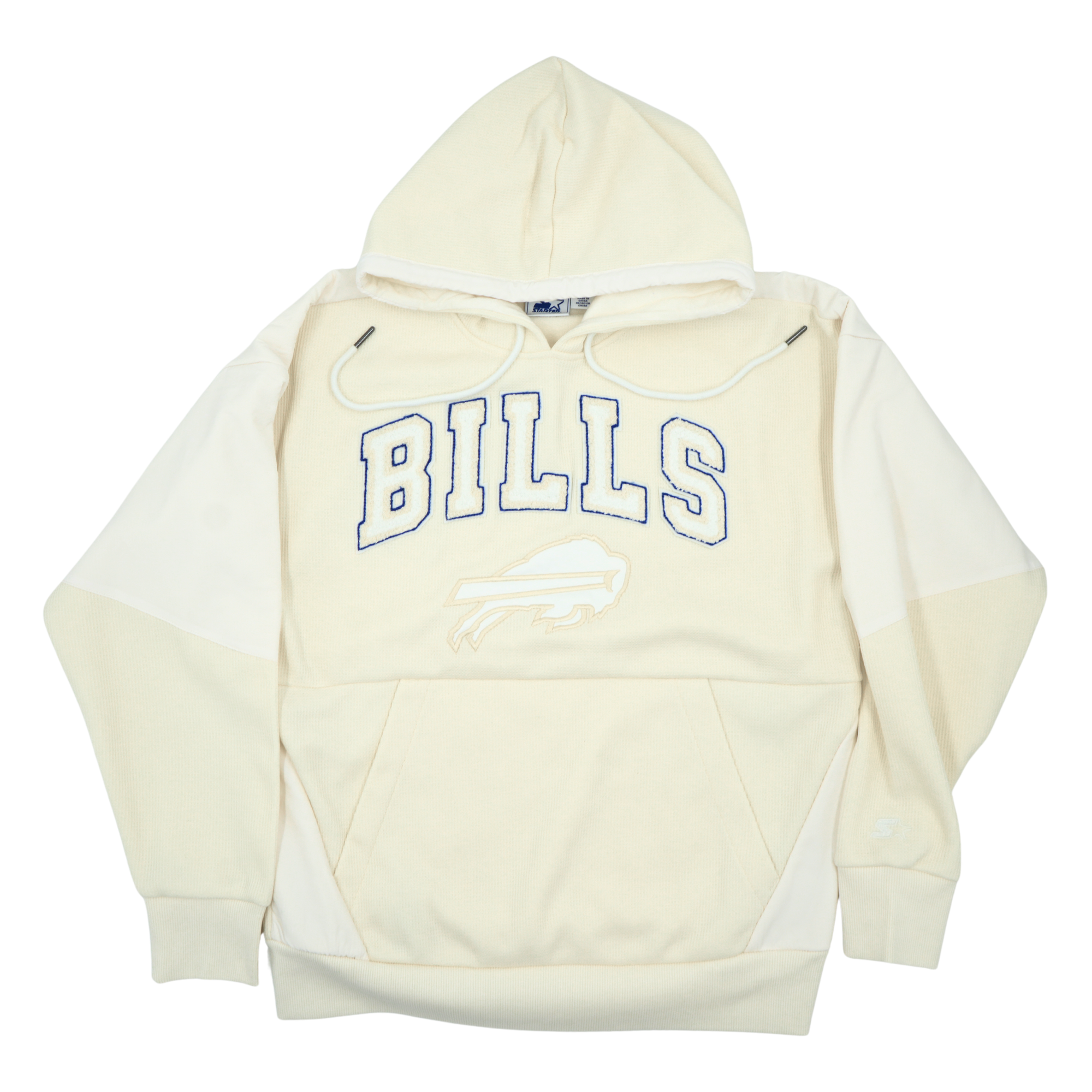 Starter Buffalo Bills Off White Colorblocking Waffle Knit Hoodie