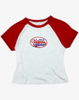 Women's Tailgate Club White and Red Baby Tee