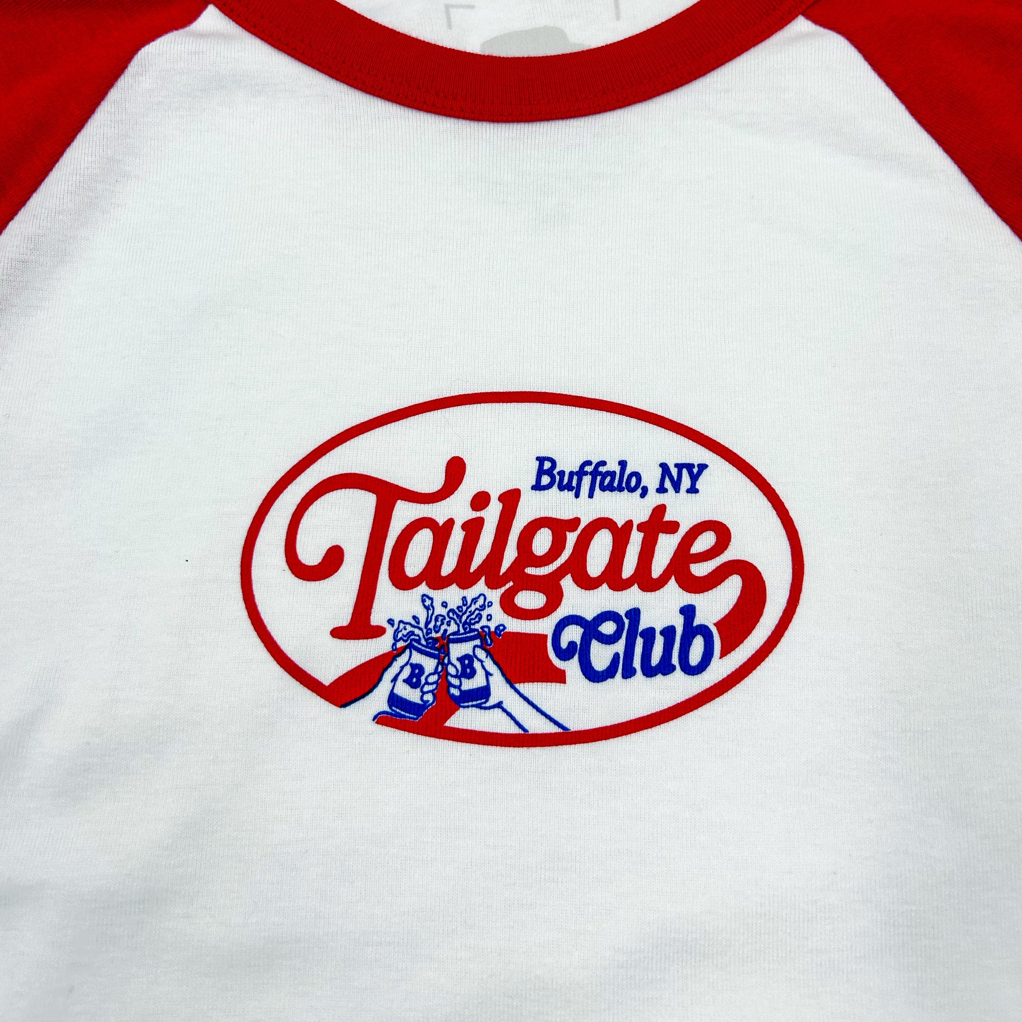 Women's Tailgate Club White and Red Baby Tee