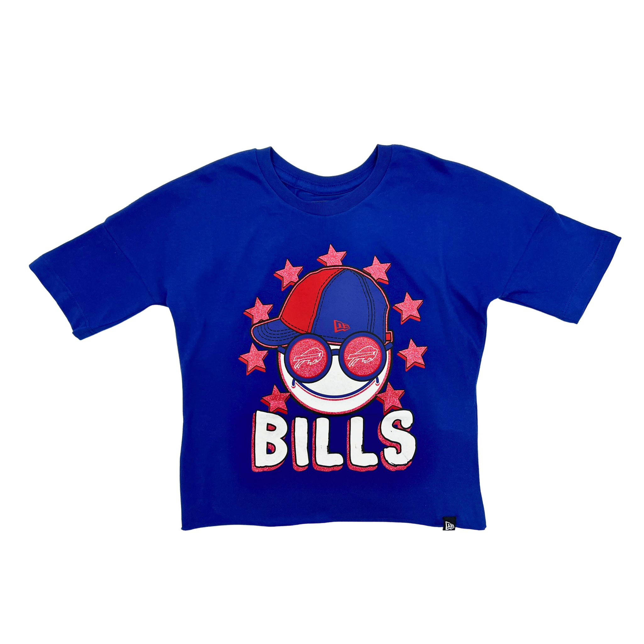 Youth Girls New Era Bills Royal With Happy Fan Charging Buffalo Short Sleeve Shirt