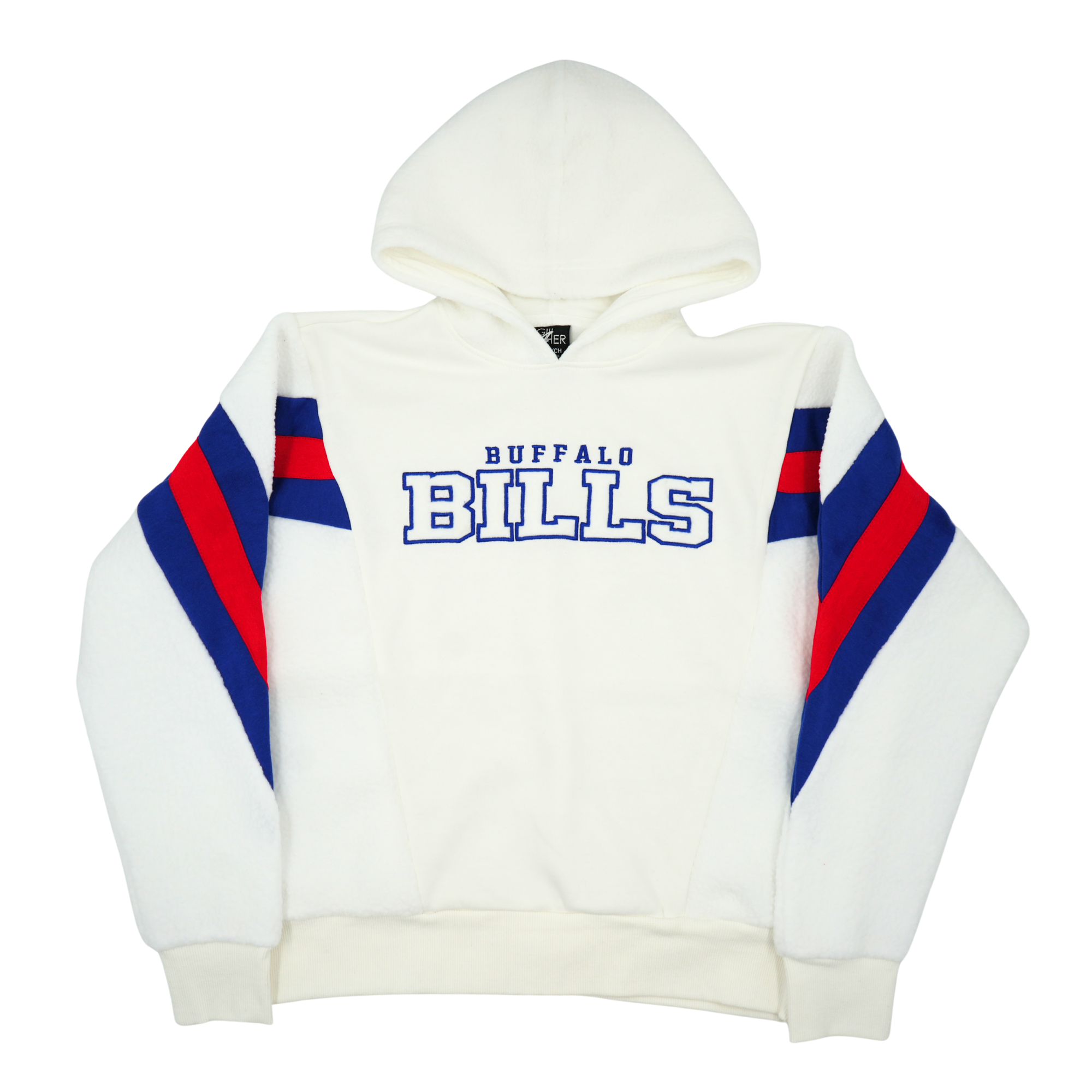 Women's 4Her Buffalo Bills Team Stripe White Fleece Hoodie