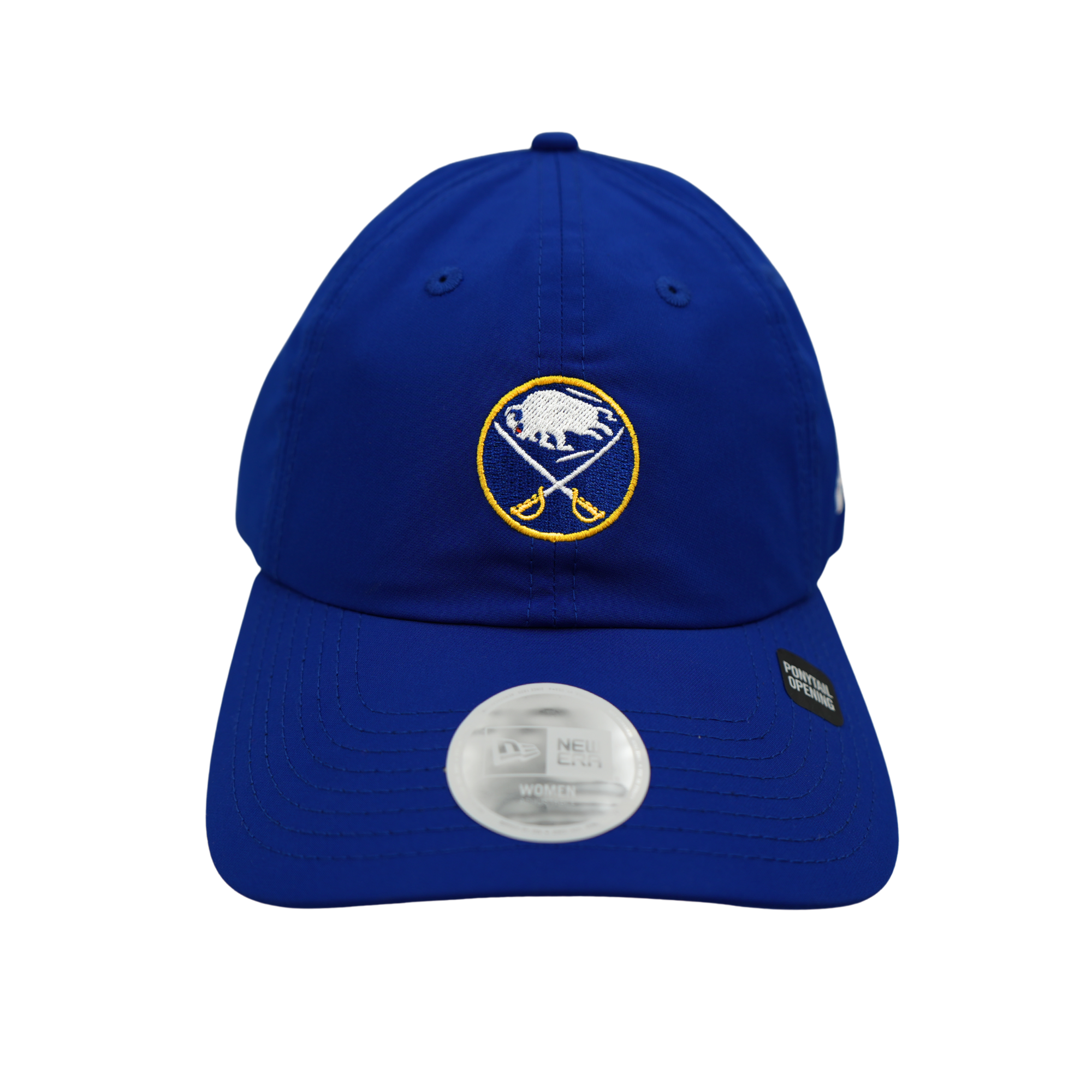 Women's New Era 9FORTY Buffalo Sabres Royal Blue Crisscross Ponytail Hat