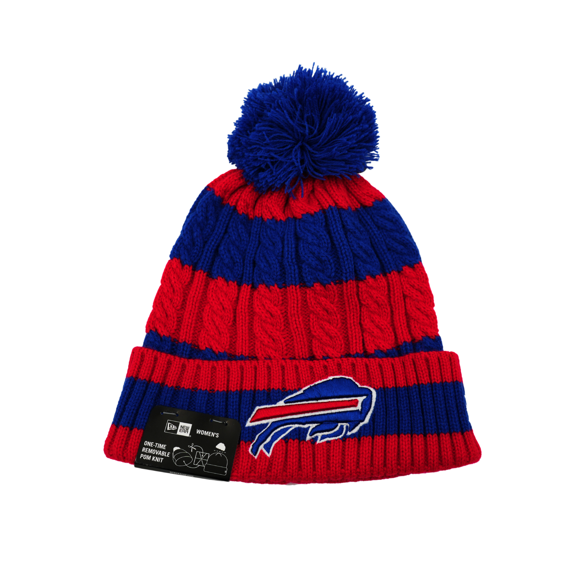 Women's New Era Buffalo Bills Red & Blue Striped Knit Pom