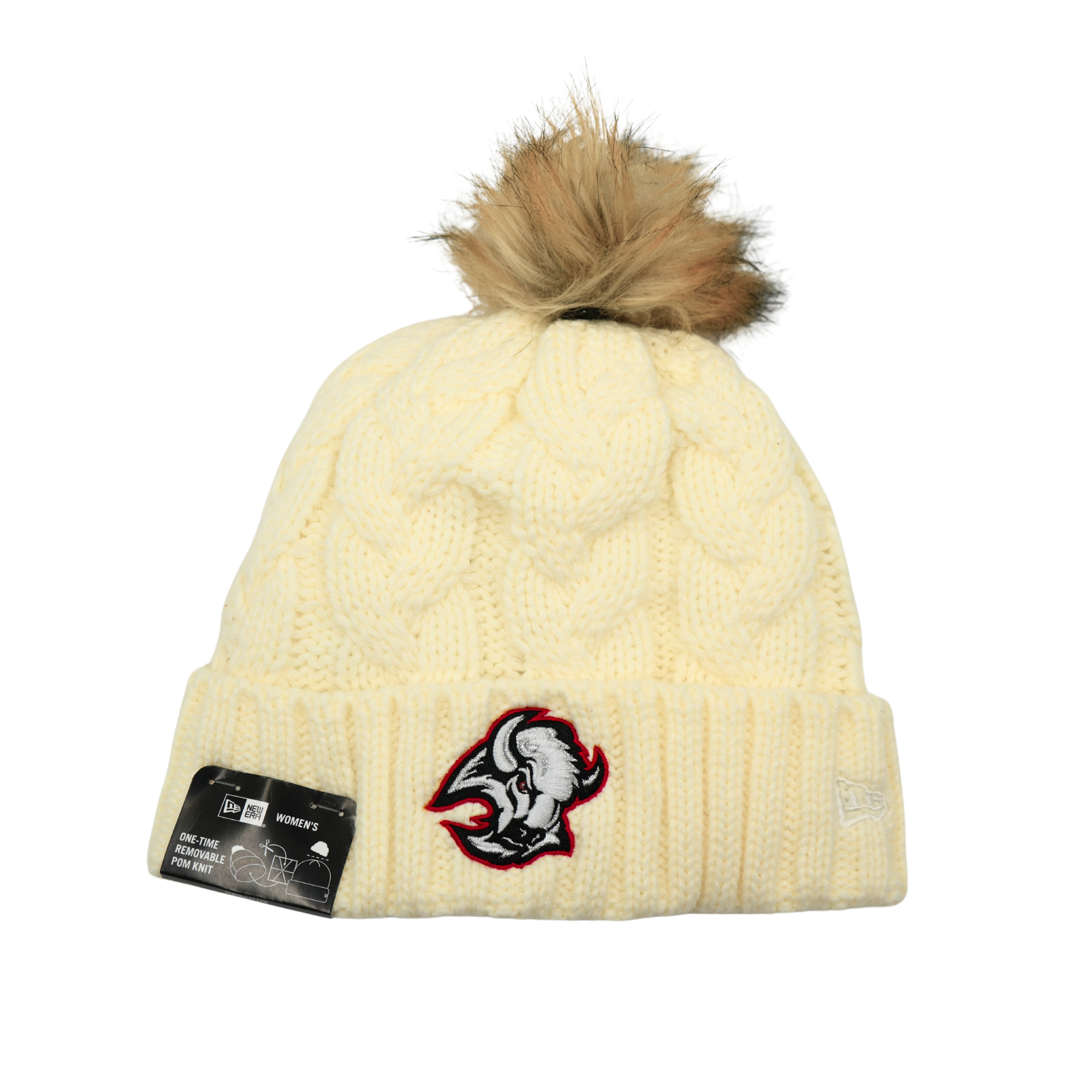 Women's New Era Buffalo Sabres Alternate Logo White Knit Pom