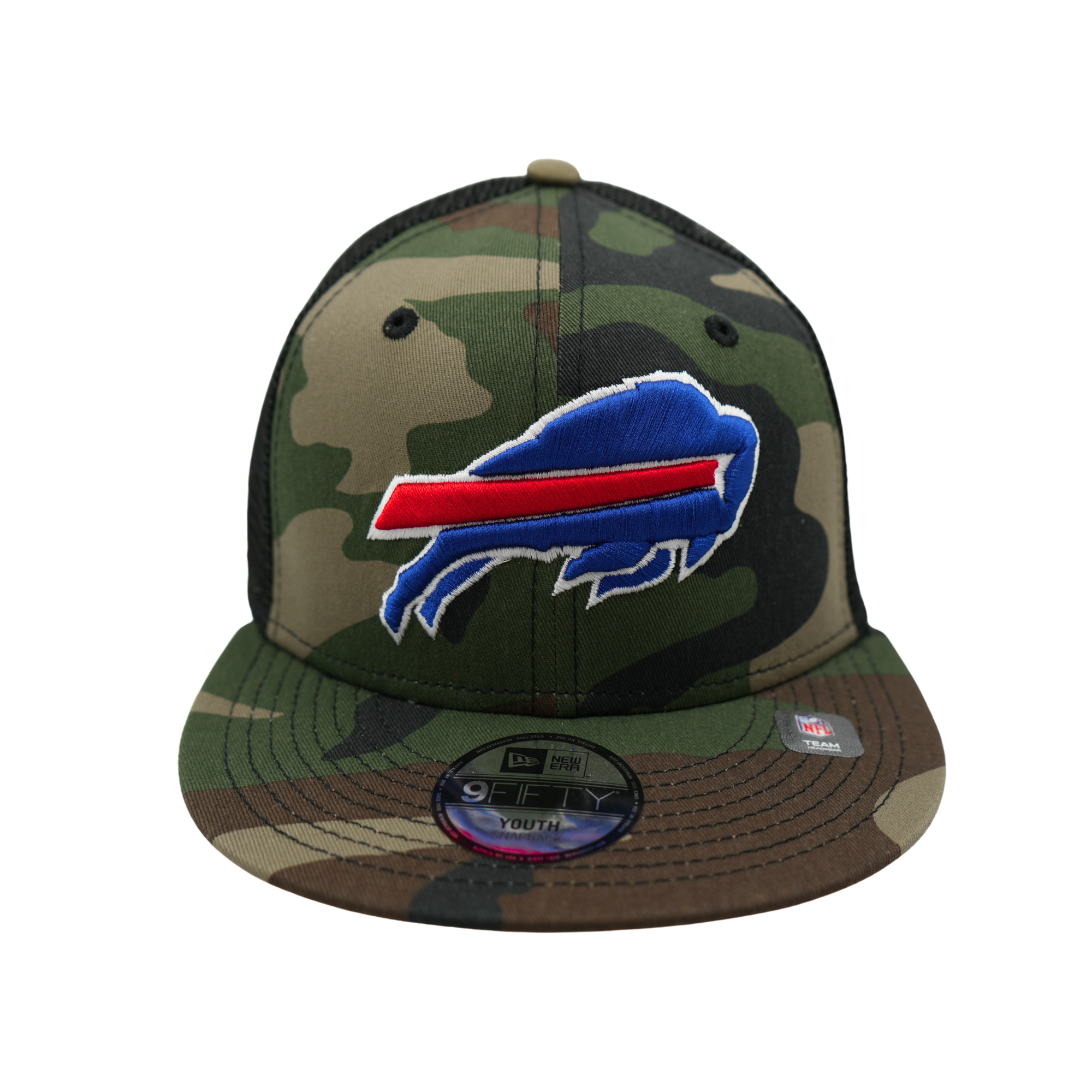 Youth New Era 9FIFTY Buffalo Bills Logo Camouflage Trucker Hat