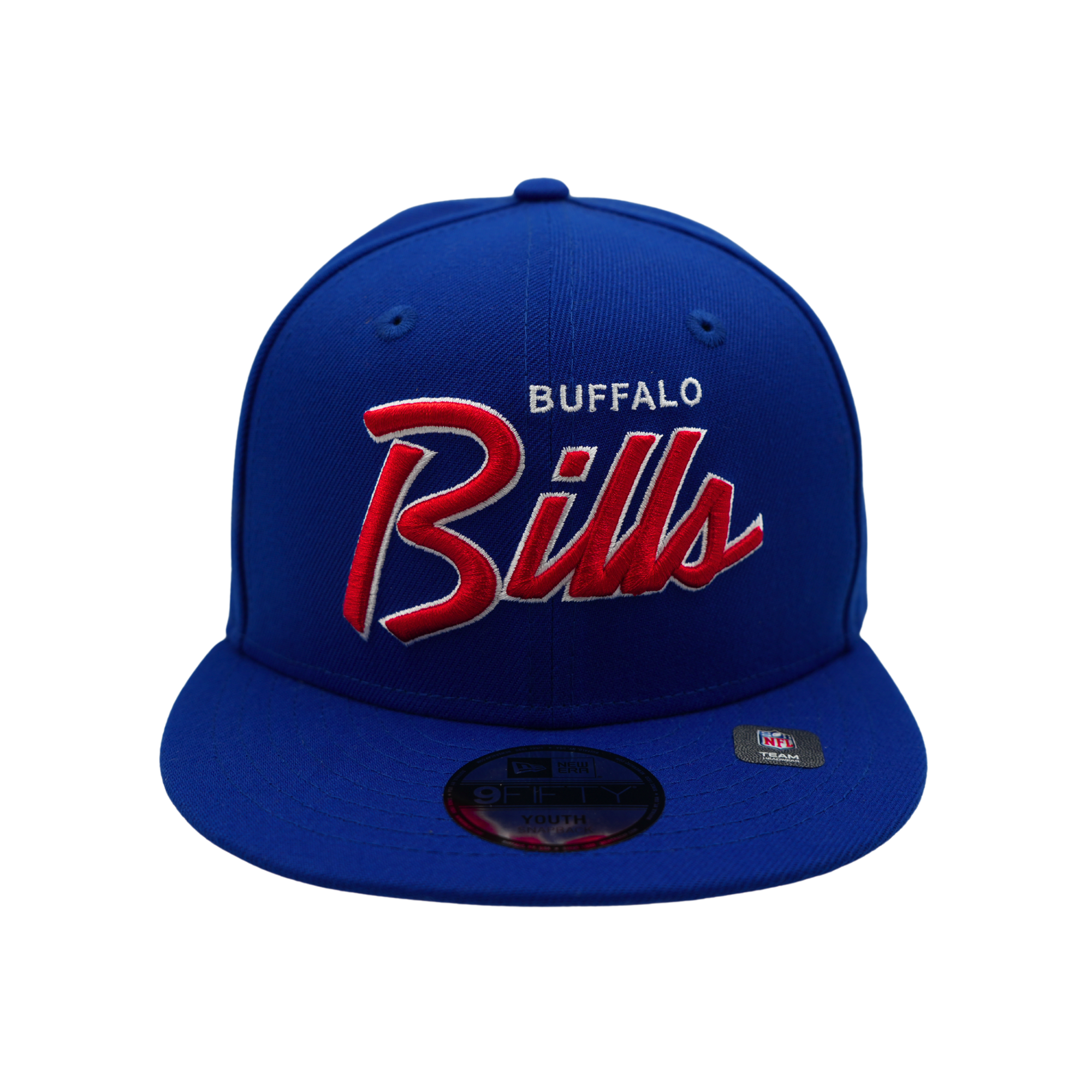 Youth New Era 9FIFTY Buffalo Bills Script Royal Blue Trucker Hat