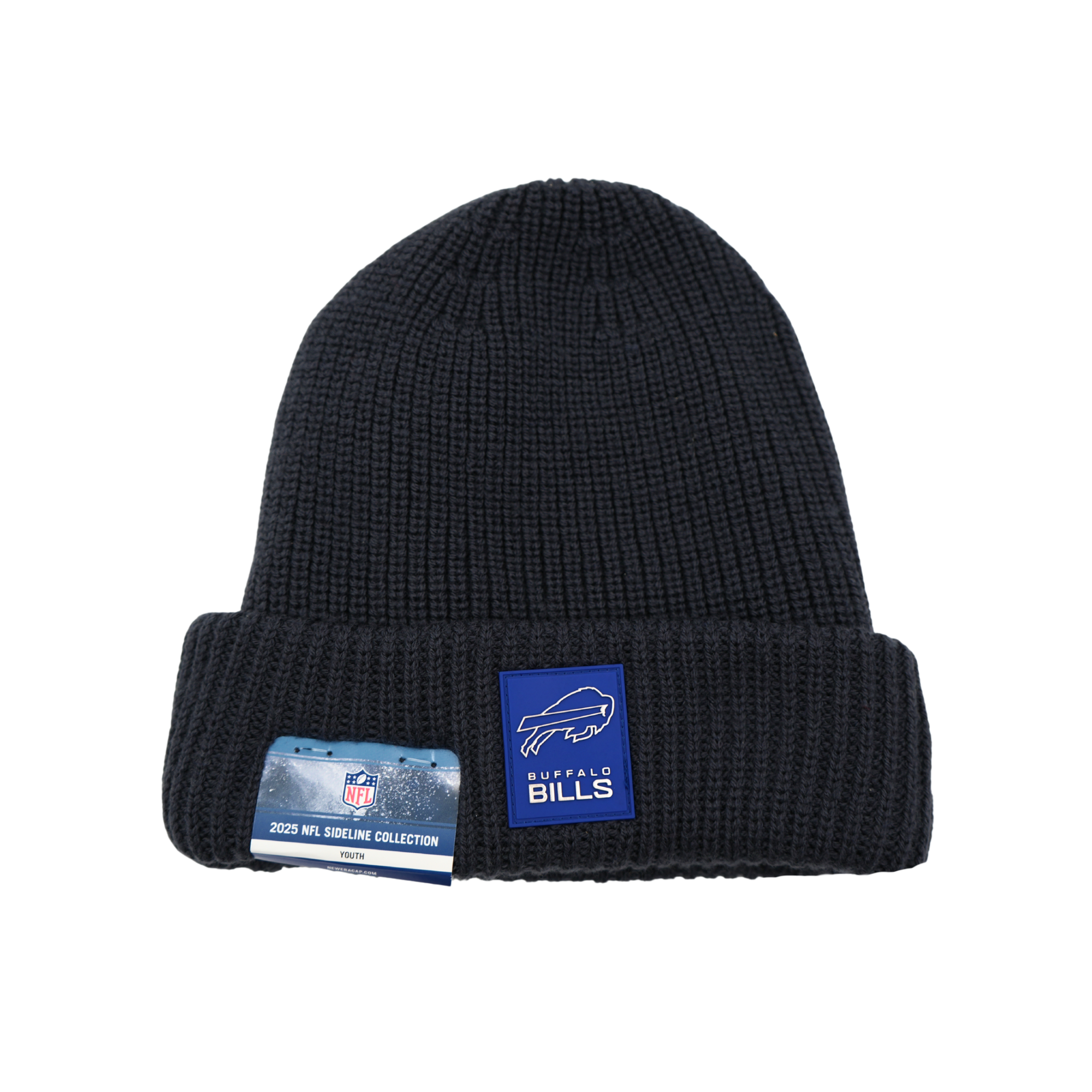 Youth New Era Buffalo Bills 2025 Sideline Cold Weather Charcoal Knit Beanie
