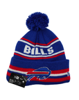 Youth New Era Buffalo Bills Blue With Red & White Stripes Knit Pom