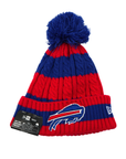 Youth New Era Buffalo Bills Red & Blue Striped Knit Pom