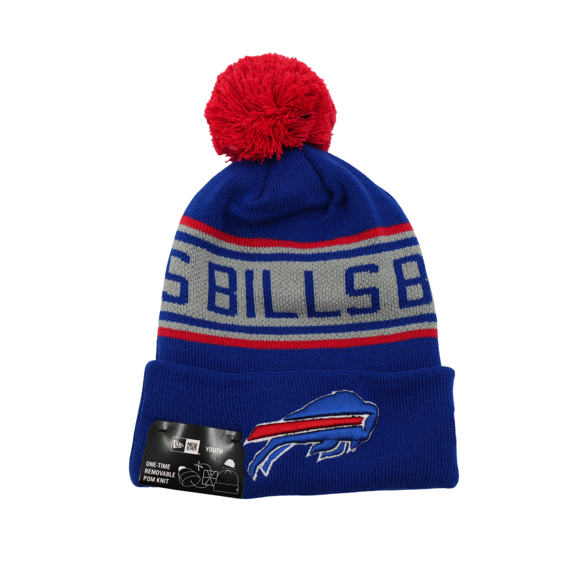 Youth New Era Buffalo Bills Royal With Gray Stripe Knit Hat