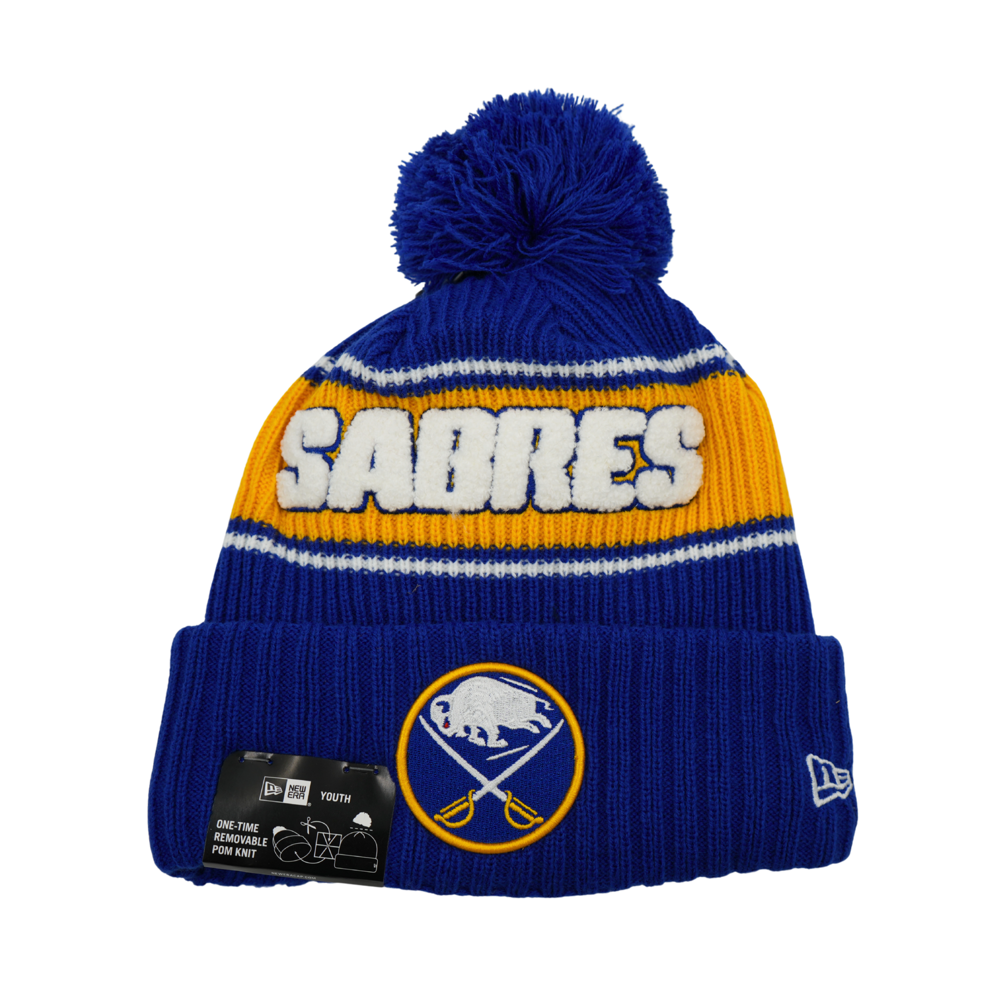 Youth New Era Buffalo Sabres Bold Striped Knit Pom