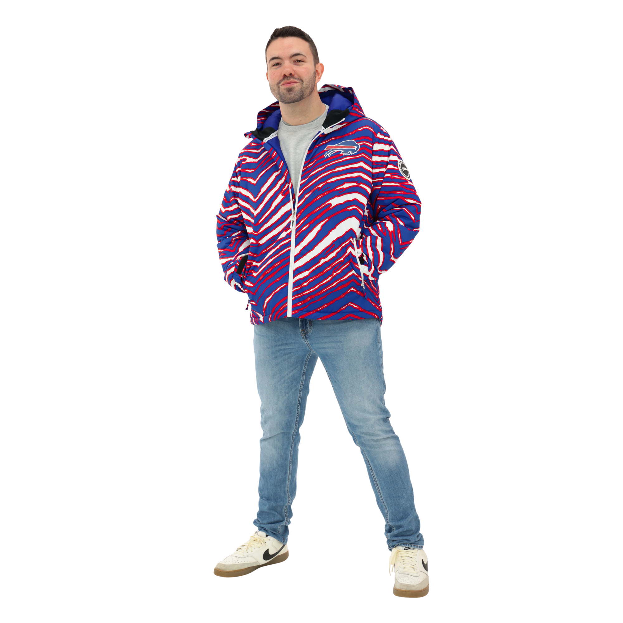 Zubaz Bills Zebra Royal Bleacher Blazer Snow Jacket | The BFLO Store Zubaz Bills Zebra Royal Bleacher Blazer Snow Jacket | The BFLO Store