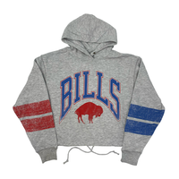 Women's New Era Buffalo Bills Red and Lime Retro Cropped Hoodie