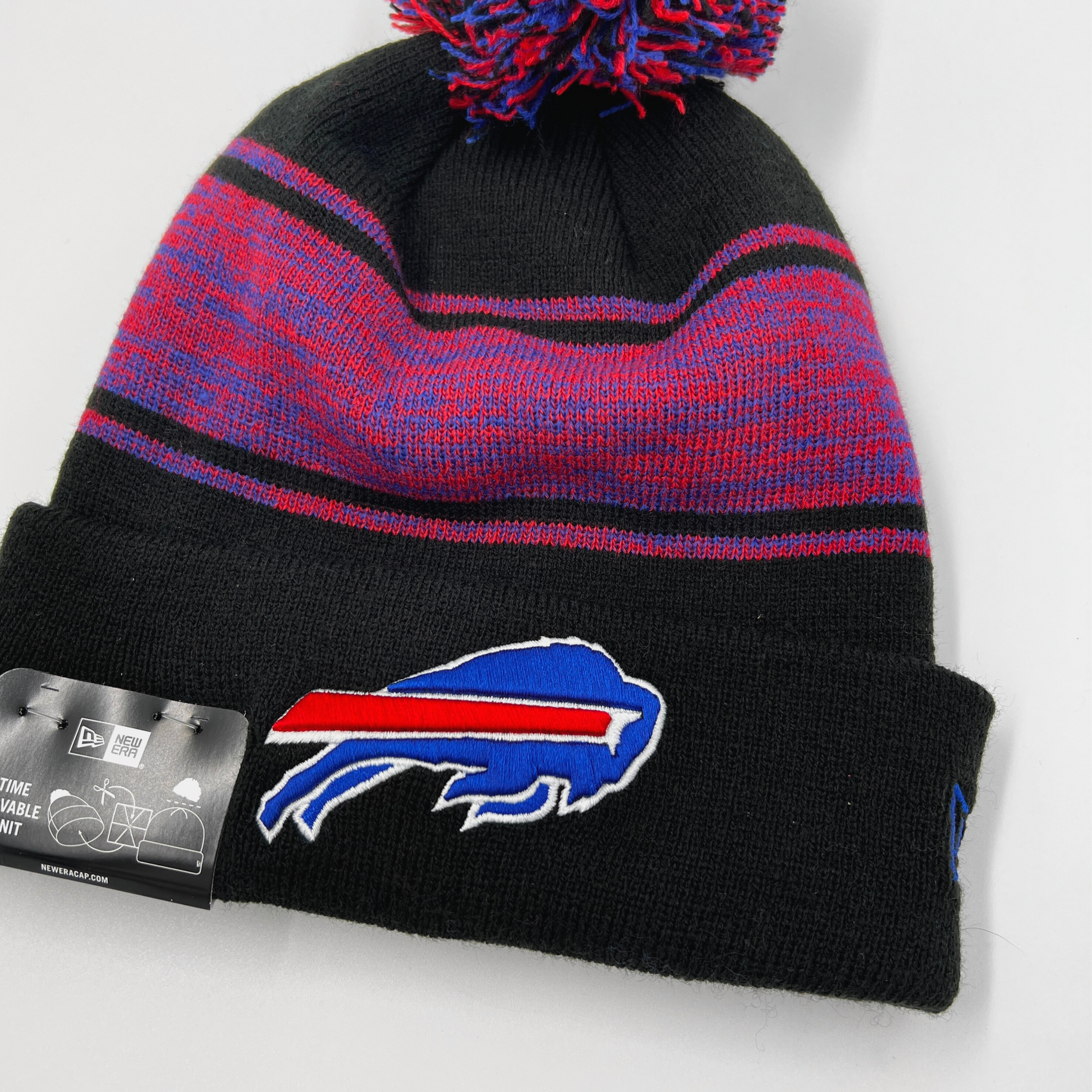 New Era Men's Buffalo Bills Blue Cuff Pom Beanie