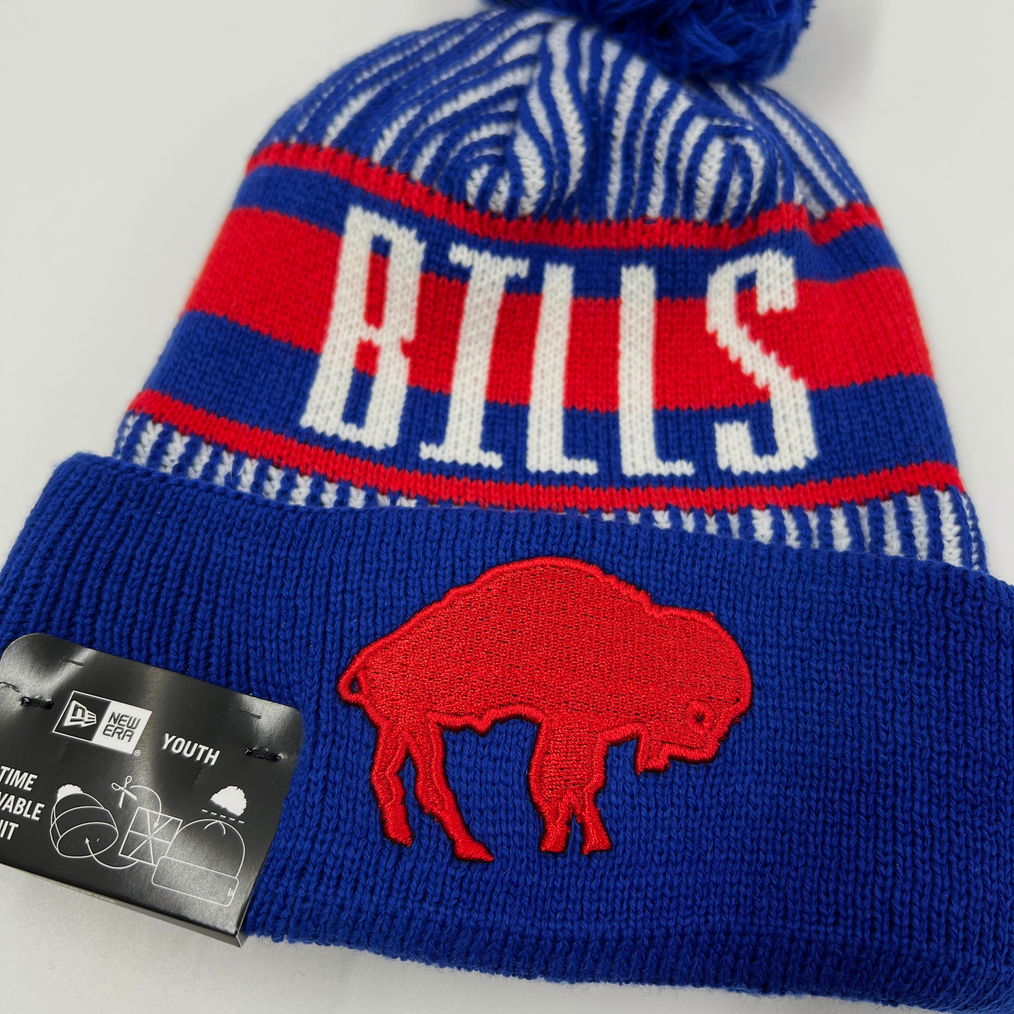 Youth New Era Bills With Standing Buffalo Striped Knit Hat