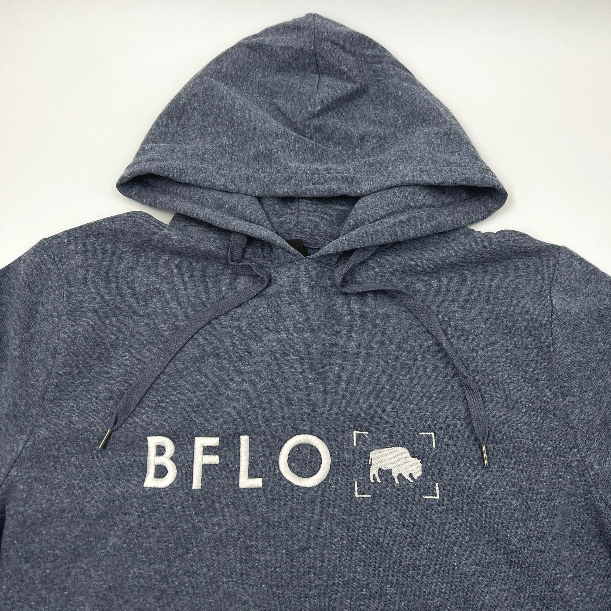 BFLO Embroidered Heather Navy Hoodie