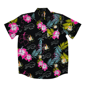 Buffalo Bills Hawaiian Shirt Buffalo Symbol Pink Hibiscus Flowers Blue Hawaii  Shirt Cool Buffalo Bills Aloha Shirt - Trendy Aloha