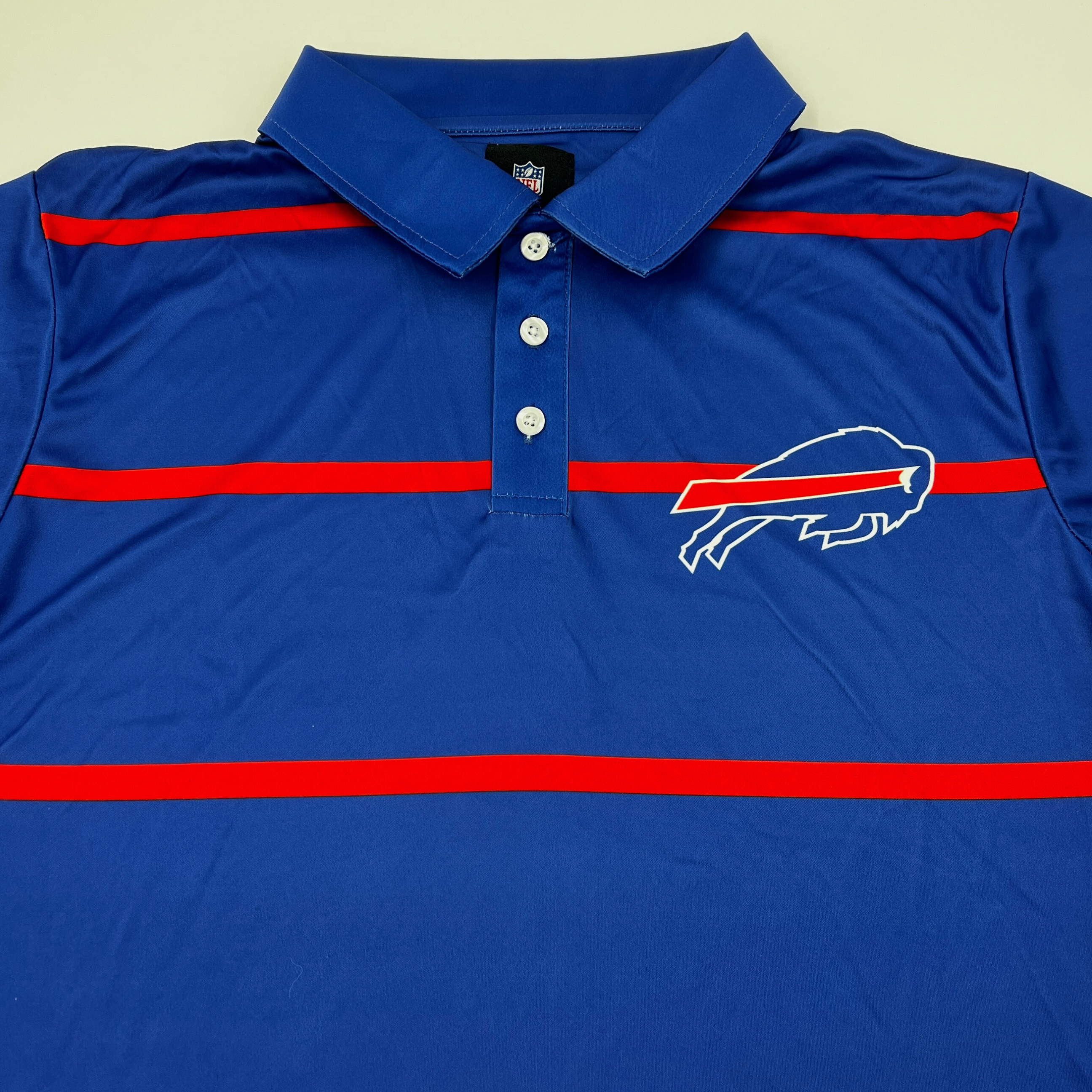 Buffalo Bills Polo Shirt Mens Medium Red Blue Short Sleeve Dri Fit