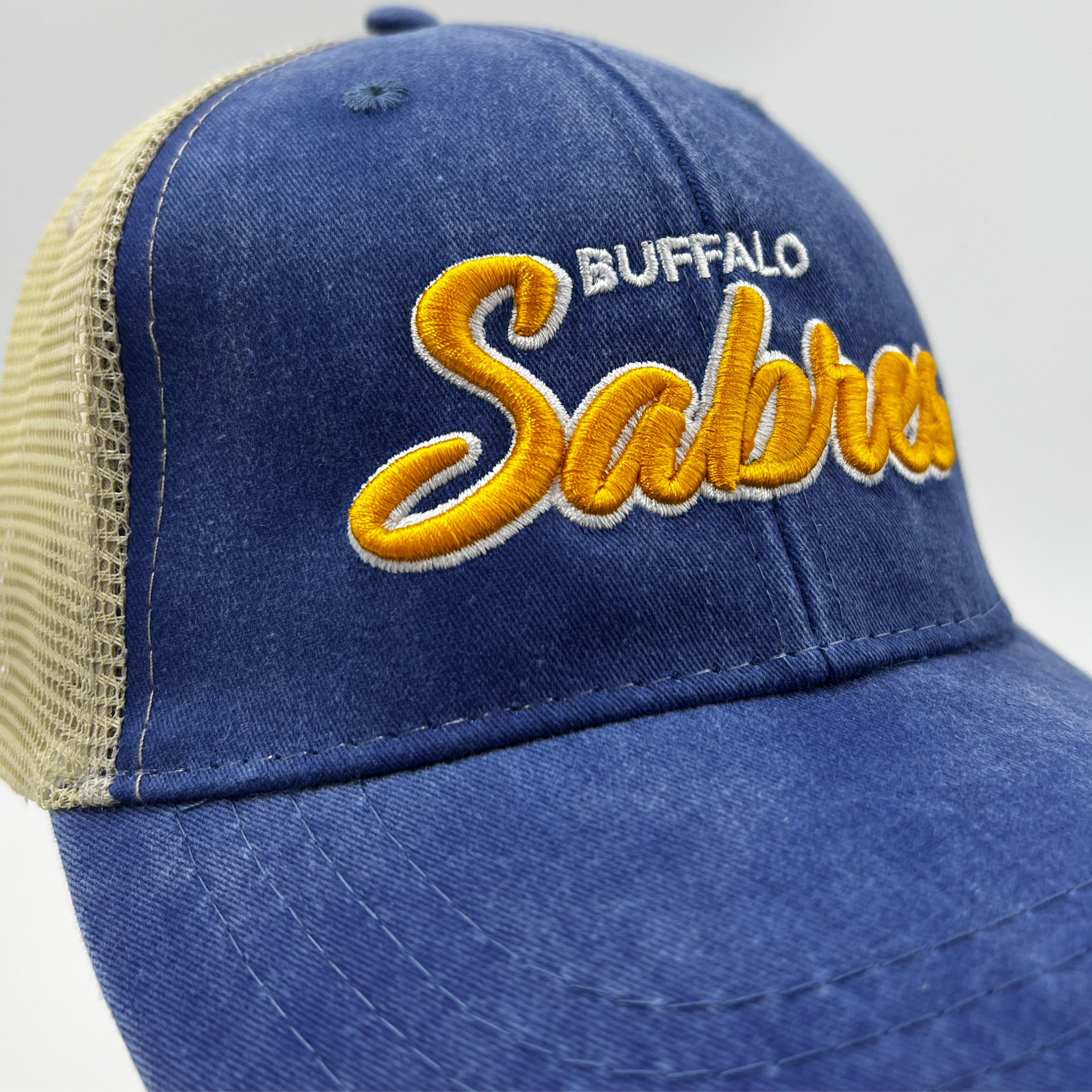 Buffalo Sabres Distressed Royal & Tan Adjustable Hat