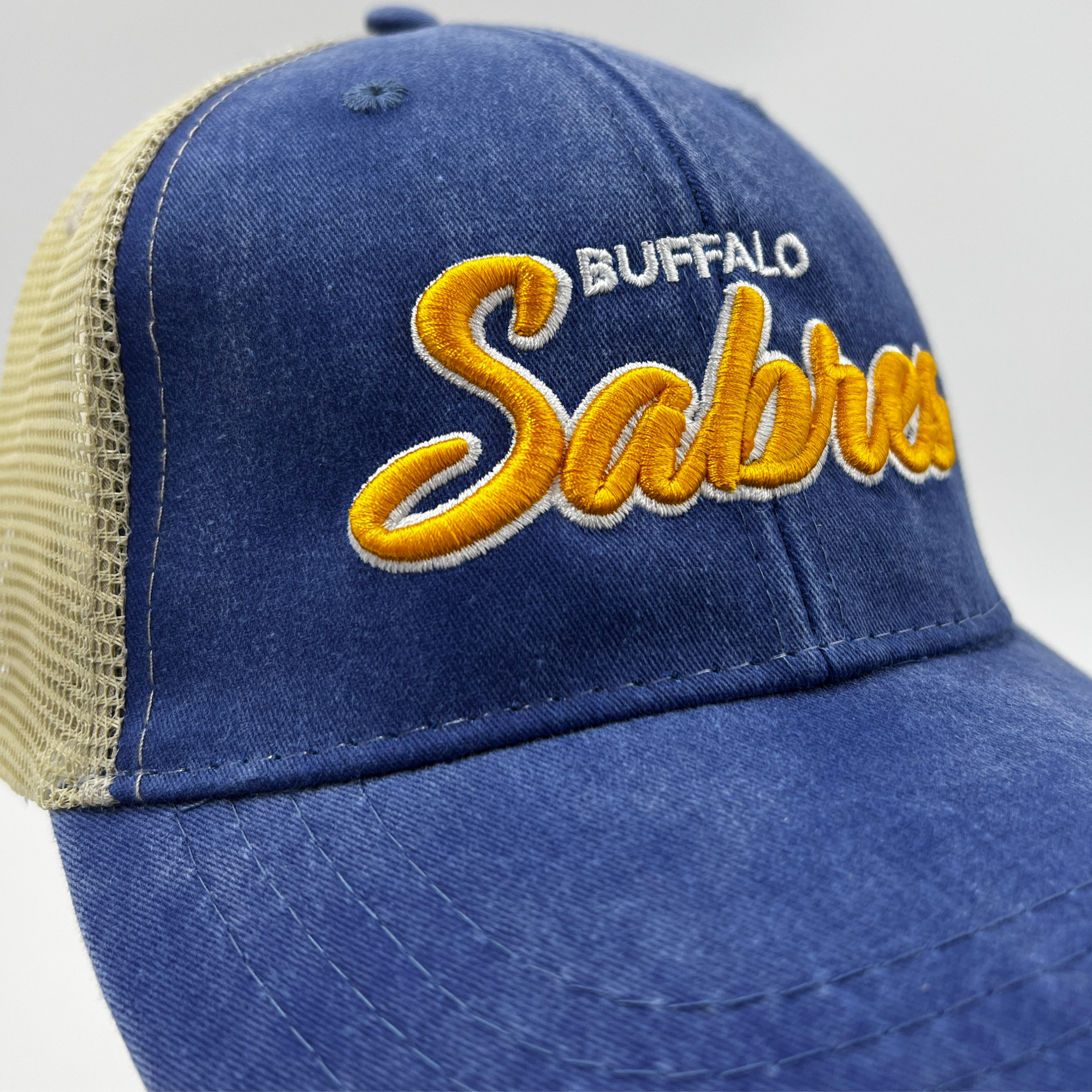 Buffalo Sabres Distressed Royal &amp; Tan Adjustable Hat
