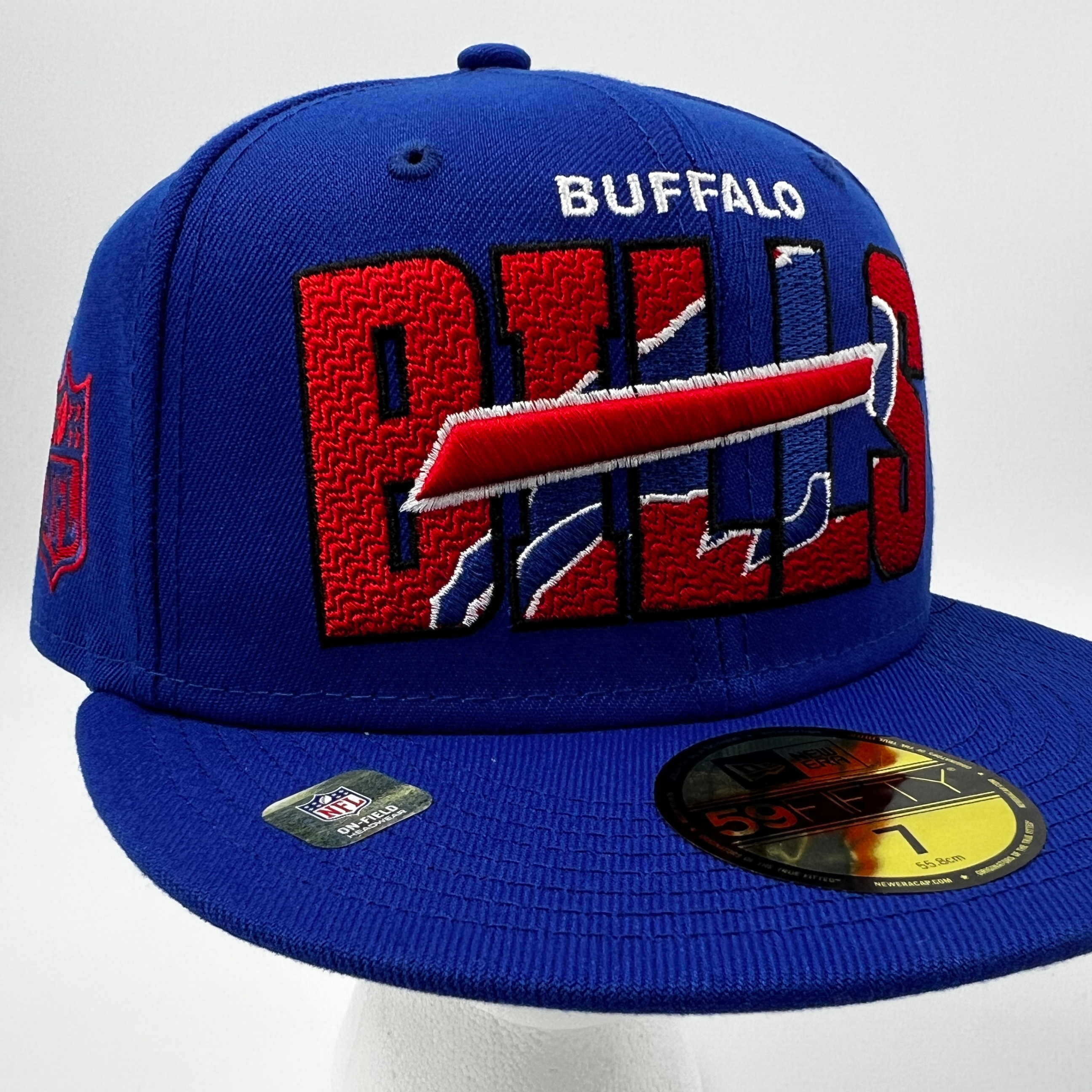 New Era Buffalo Bills 2022 NFL Draft Day Spellout 59FIFTY 5950 Hat Cap 7  3/8 NEW