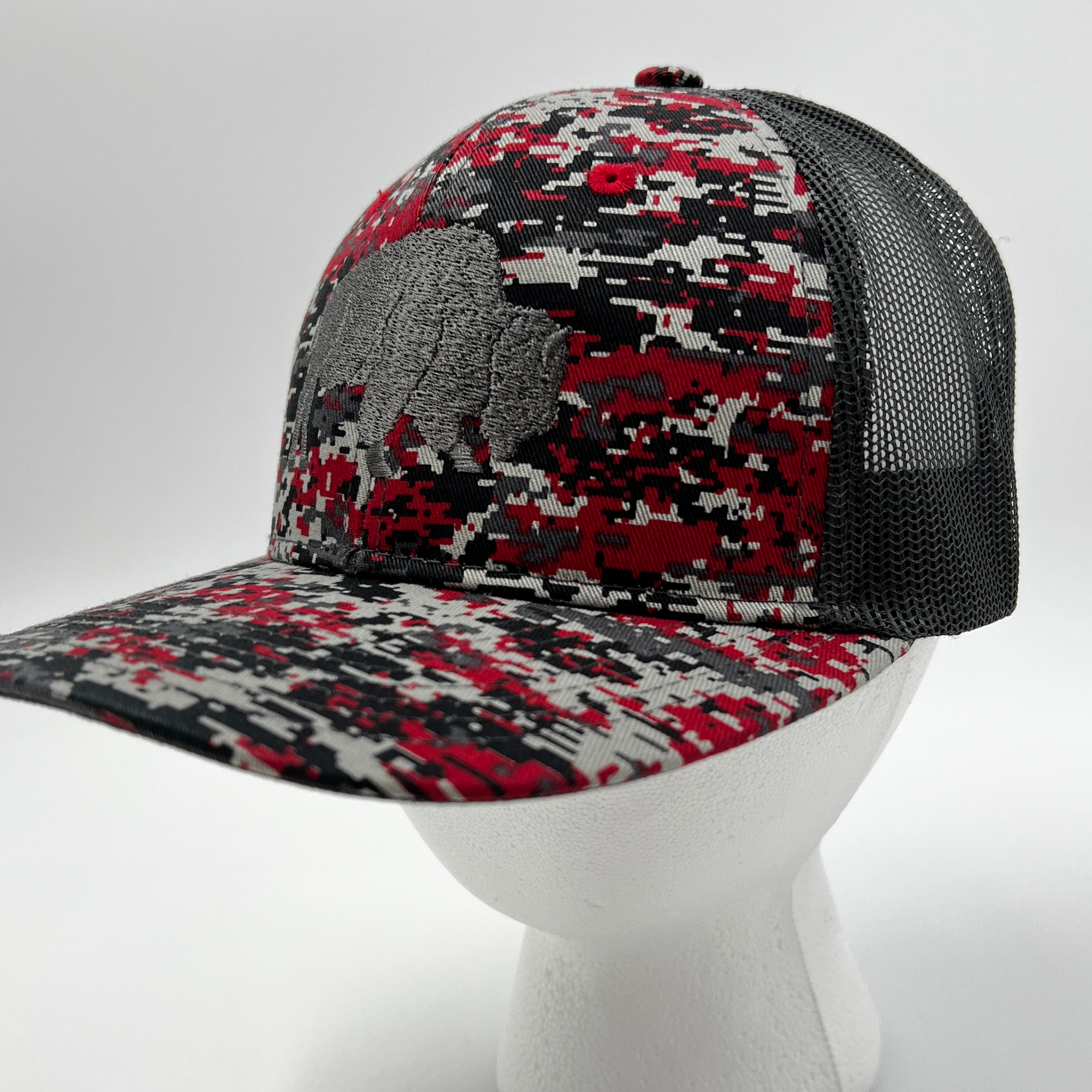 BFLO Red &amp; Black Digital Camo Adjustable Mesh Snapback Hat