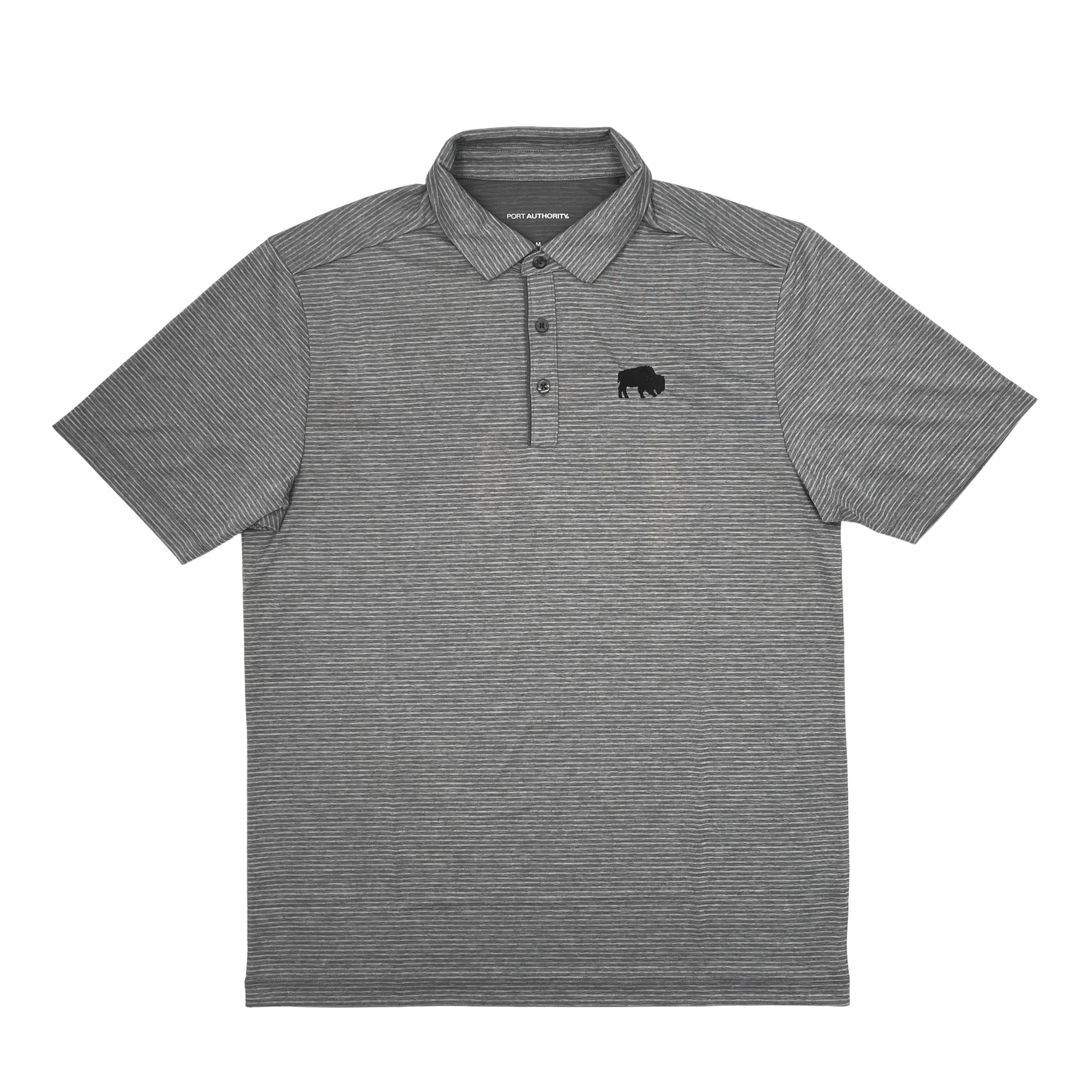 Men's BFLO Gray Pin Striped Polo